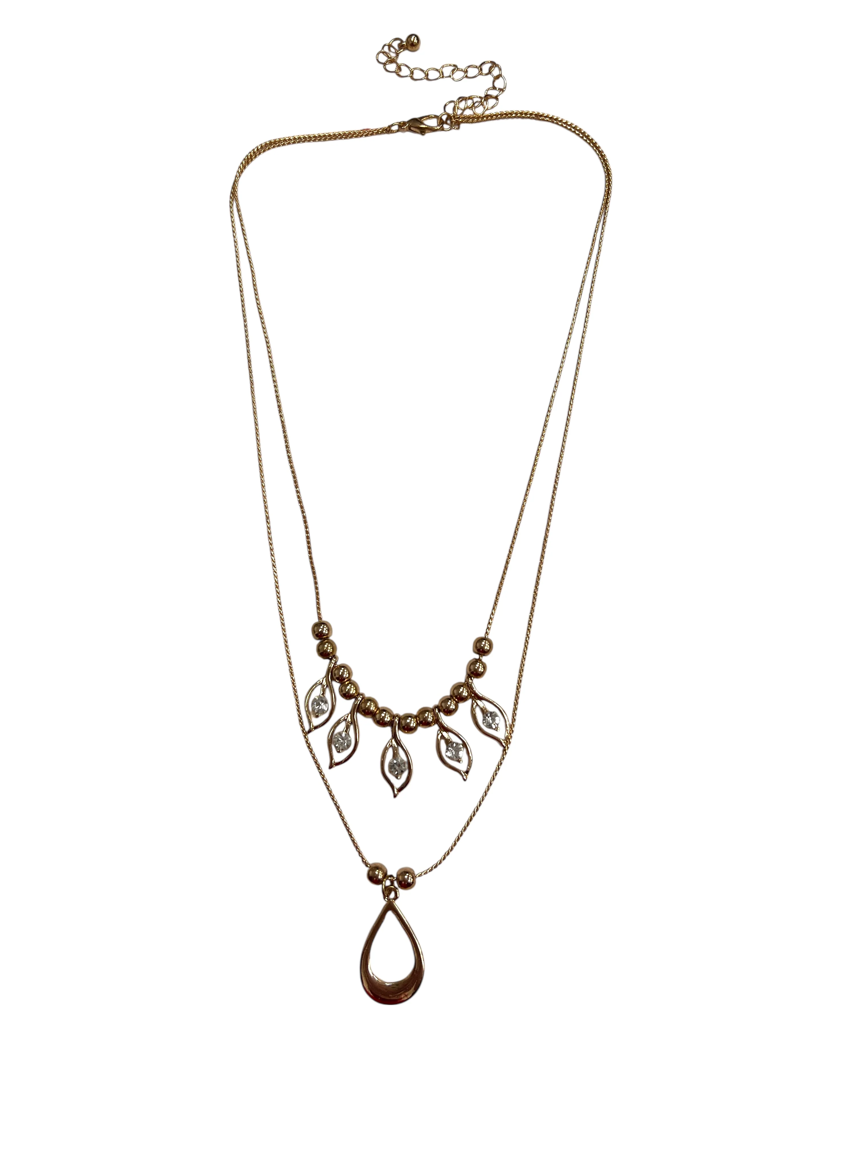 2 Layer Diamanté and Gold Bead Necklace - Image 2