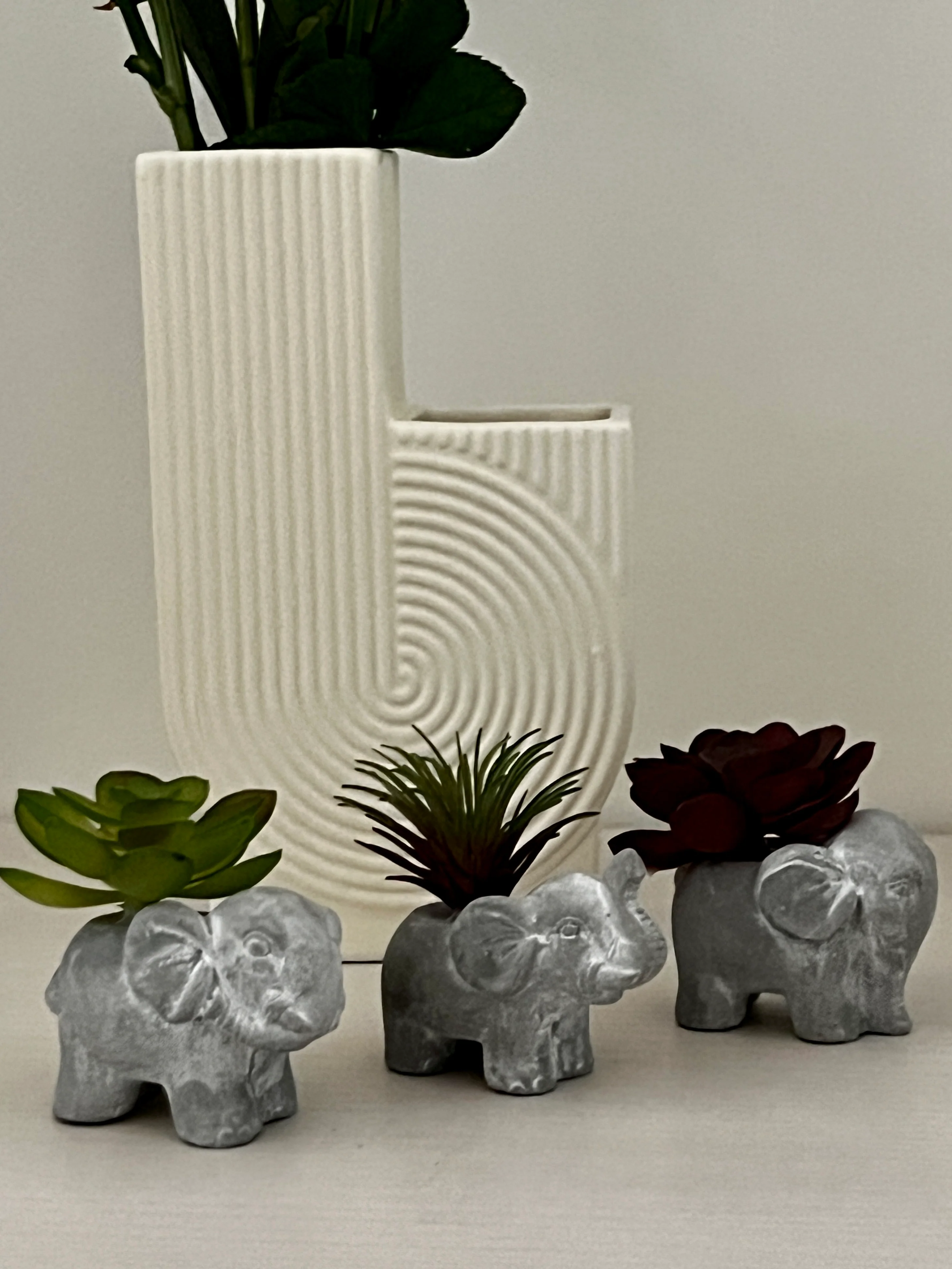 3 Faux Succulents in Elephant Pots - Image 2
