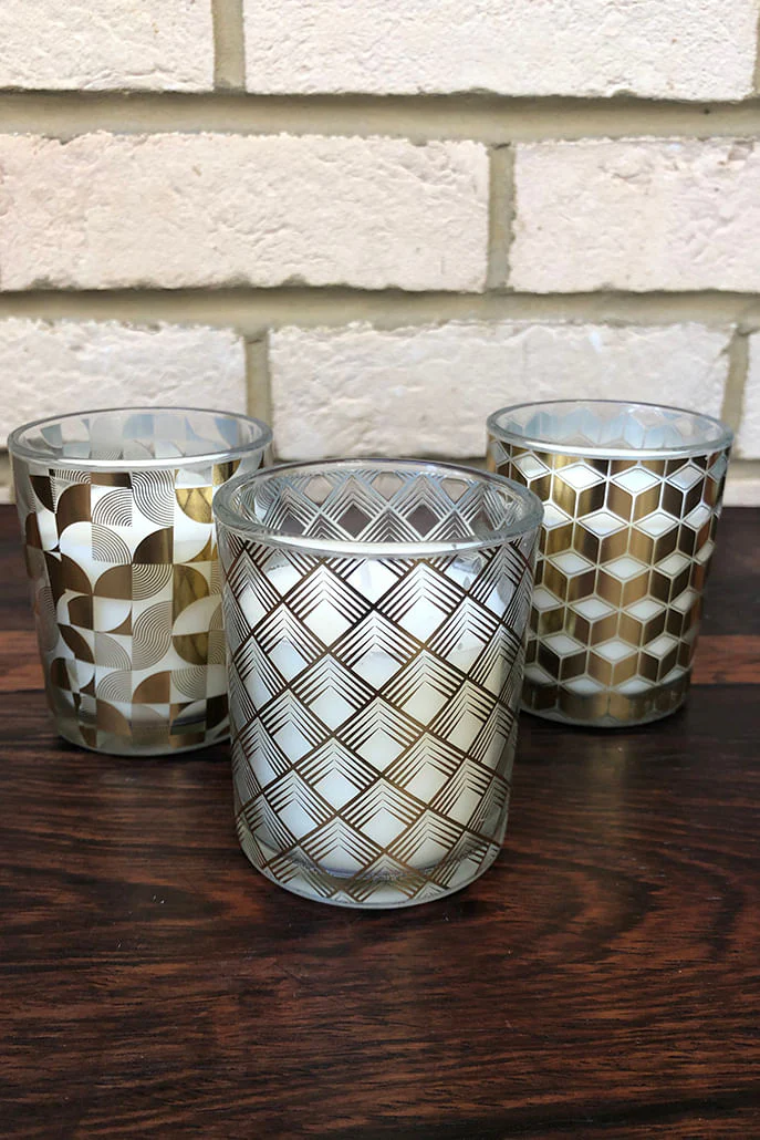 Gold Chevron Deco Candle - Image 3