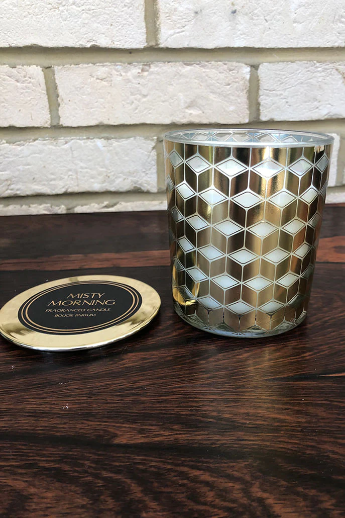 Large Gold Chevron Deco Candle - Image 2