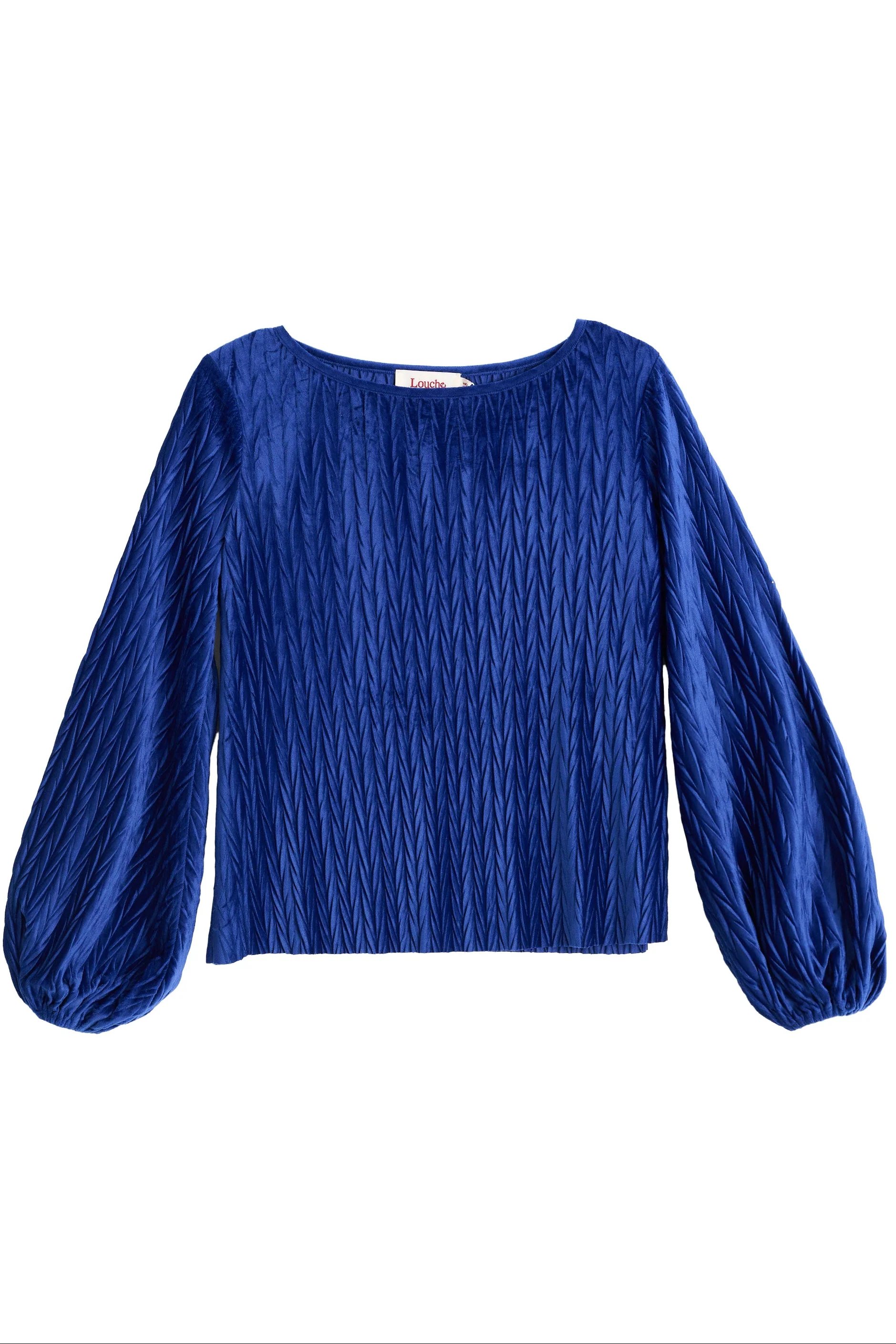 Aba Velvet Pleat Long Sleeve Top - Cobalt - Image 6