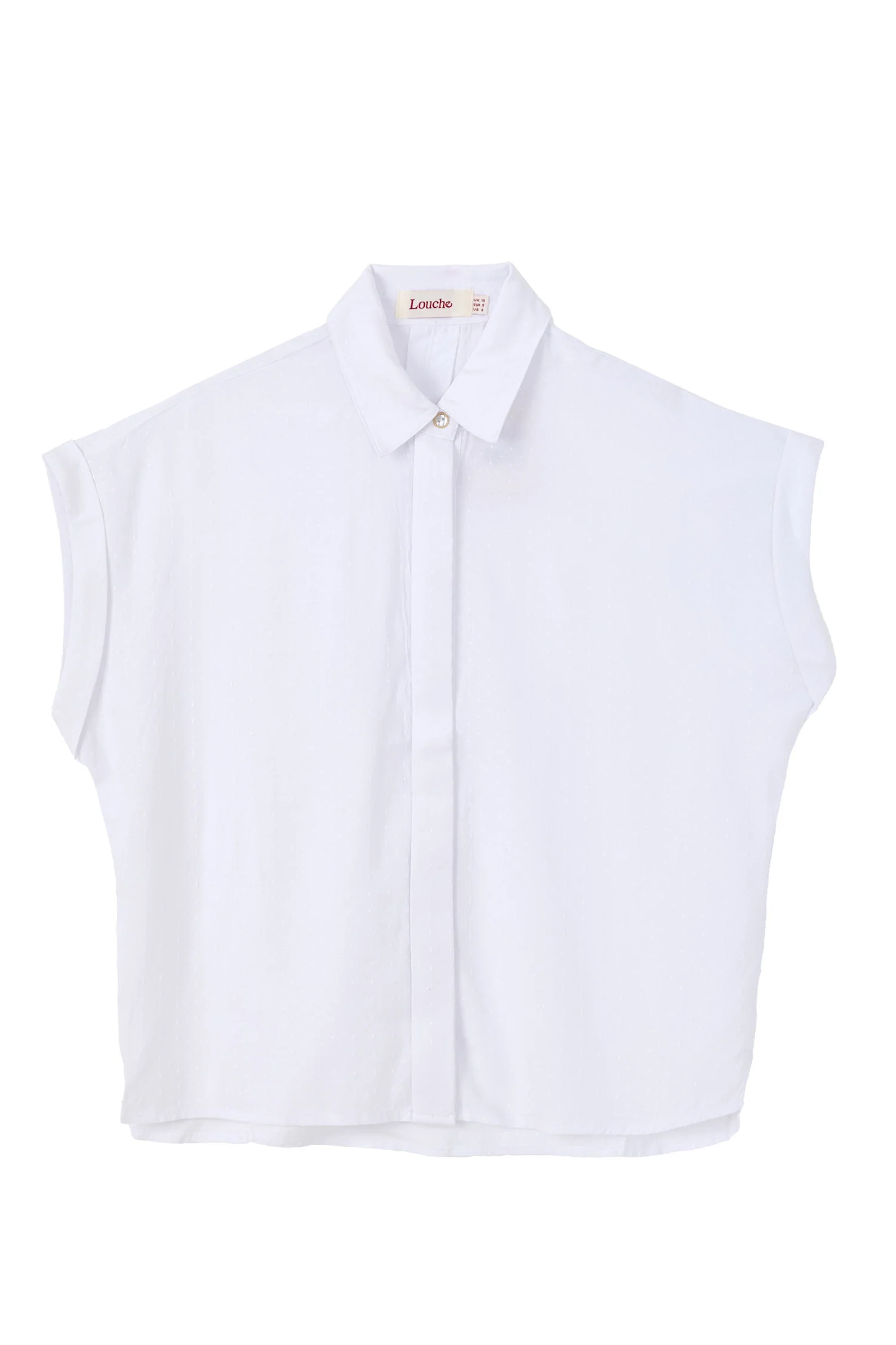Abinaya Self Spot Short Sleeved Shirt White - Image 6