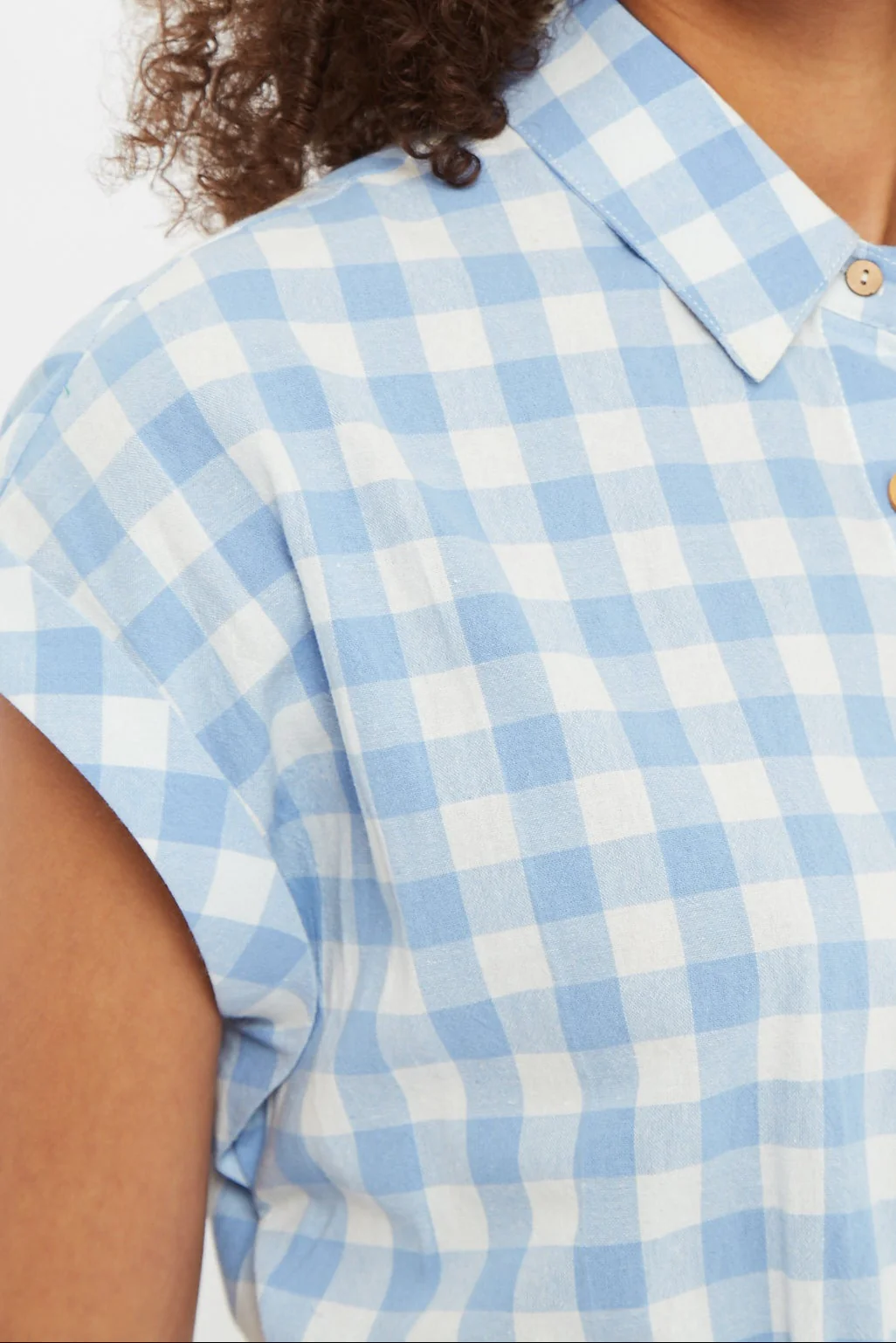 Louche Addie Picnic Check Playsuit In Blue - Image 3