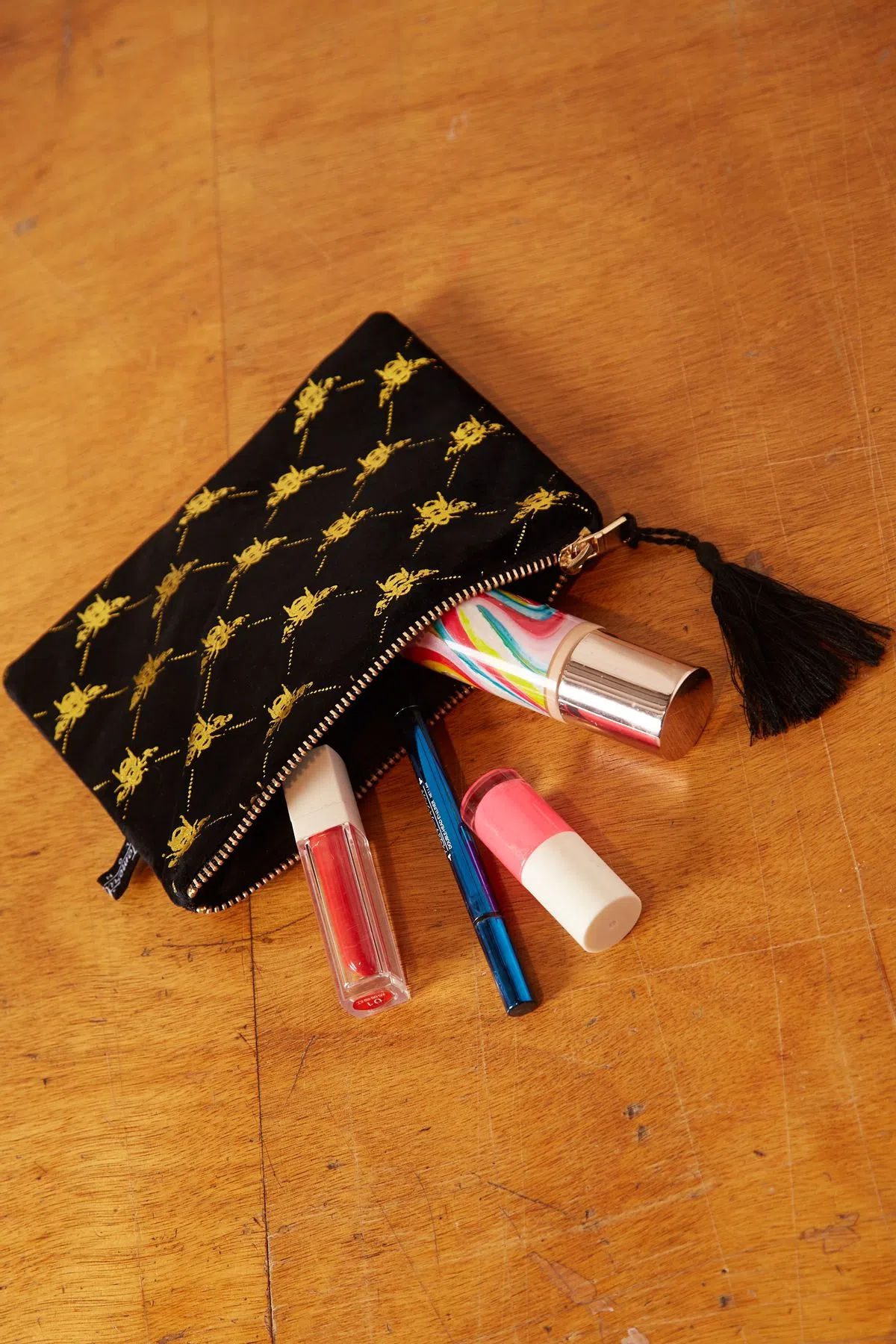 Bee Print Velvet Make Up Bag - Image 3