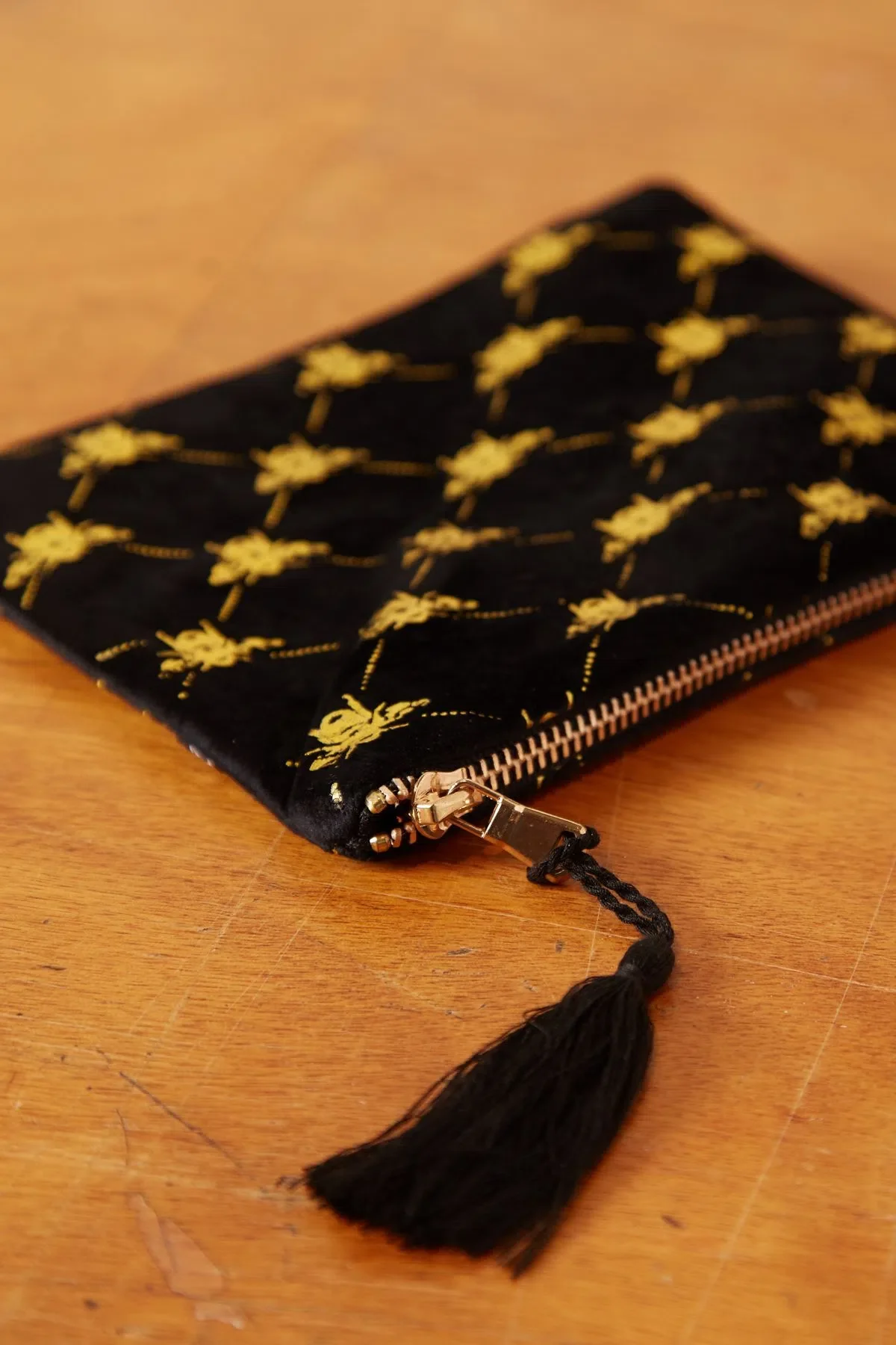 Bee Print Velvet Make Up Bag - Image 4