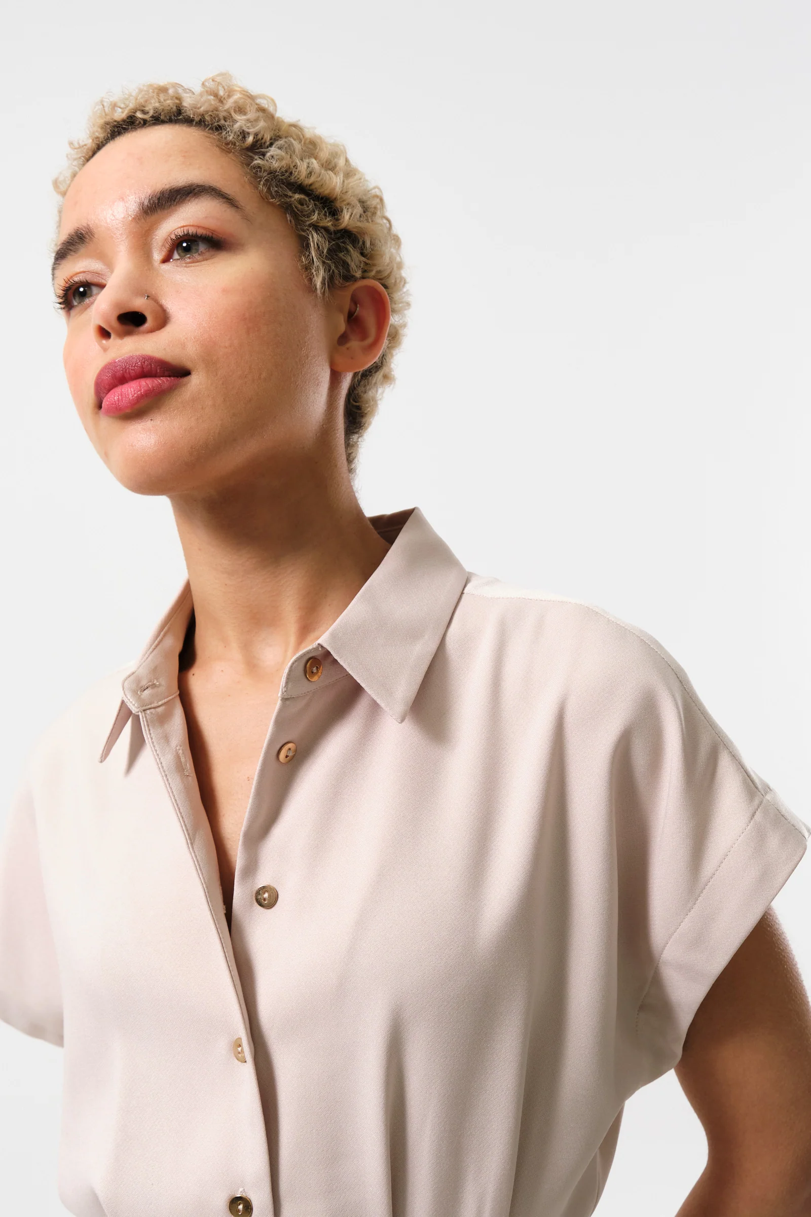 Angie Sustainable Satin Back Crepe Jumpsuit - Camel - Image 3