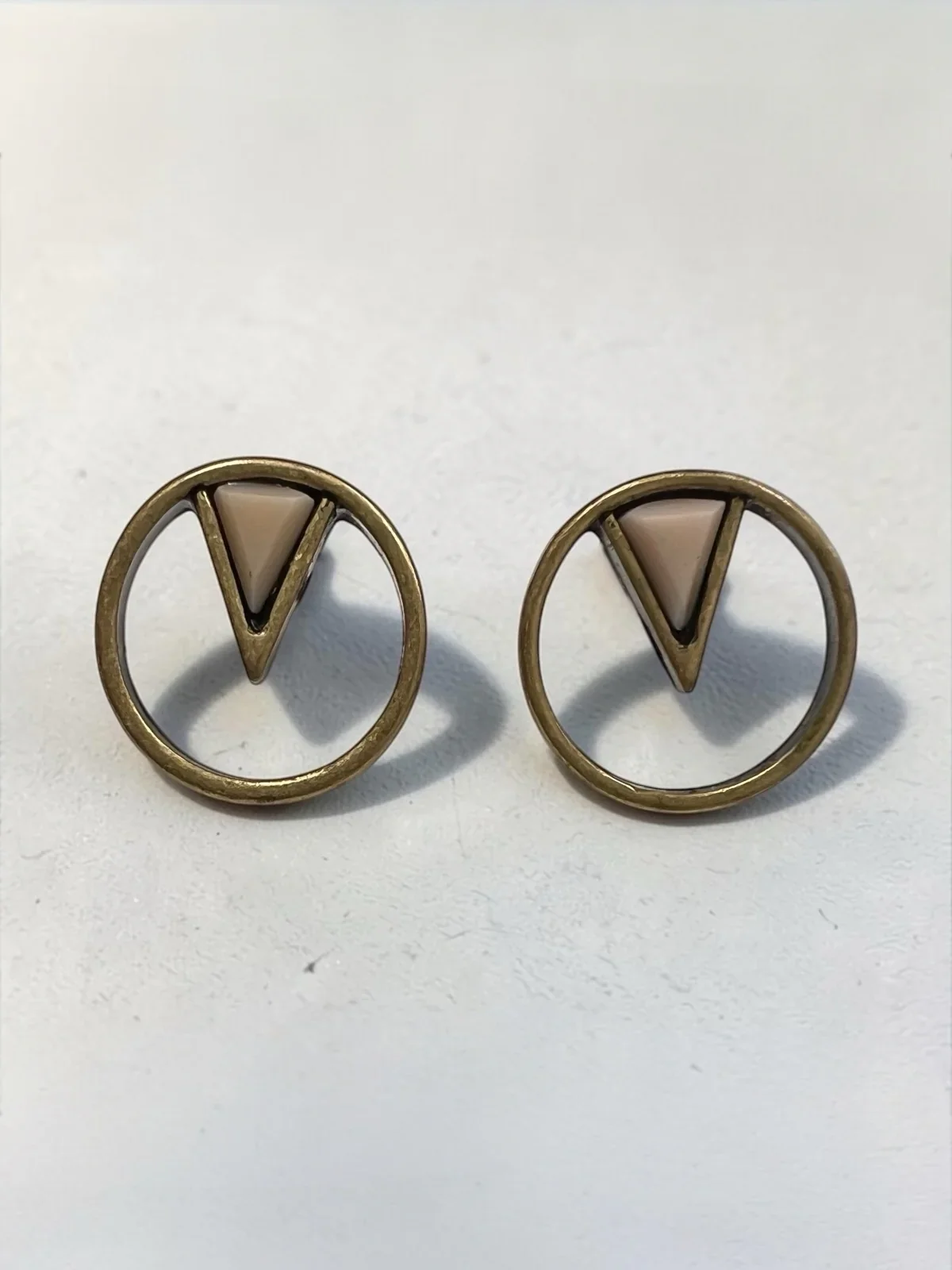 Antique Brass V Insert Stud Earring