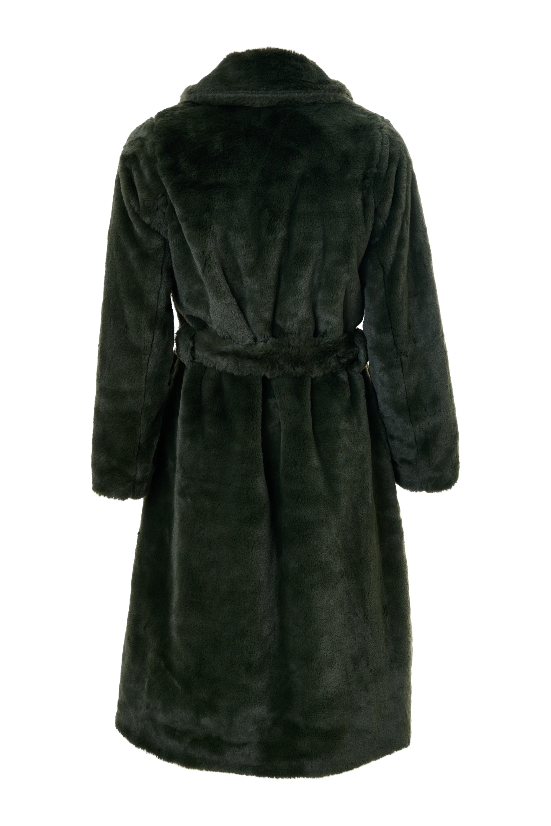 Arinette Faux Fur Tie Waist Coat -Teal - Image 3