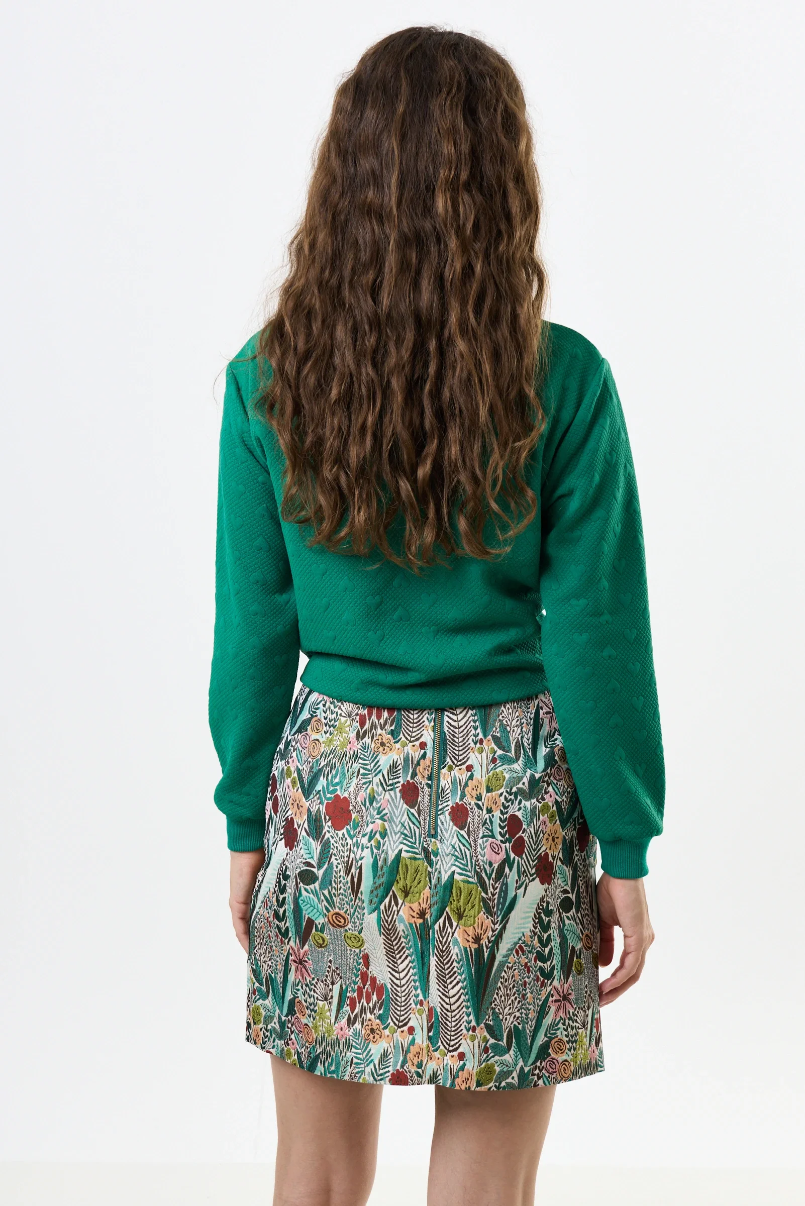 Aubin Jungle Jacquard A-line Mini Skirt - Green - Image 3