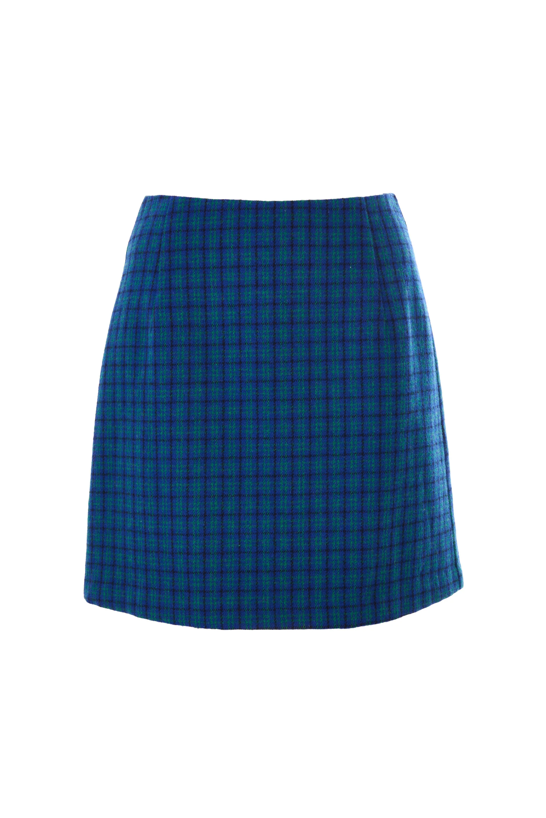 Aubin Wyoming Check A-Line Mini Skirt - Blue - Image 6
