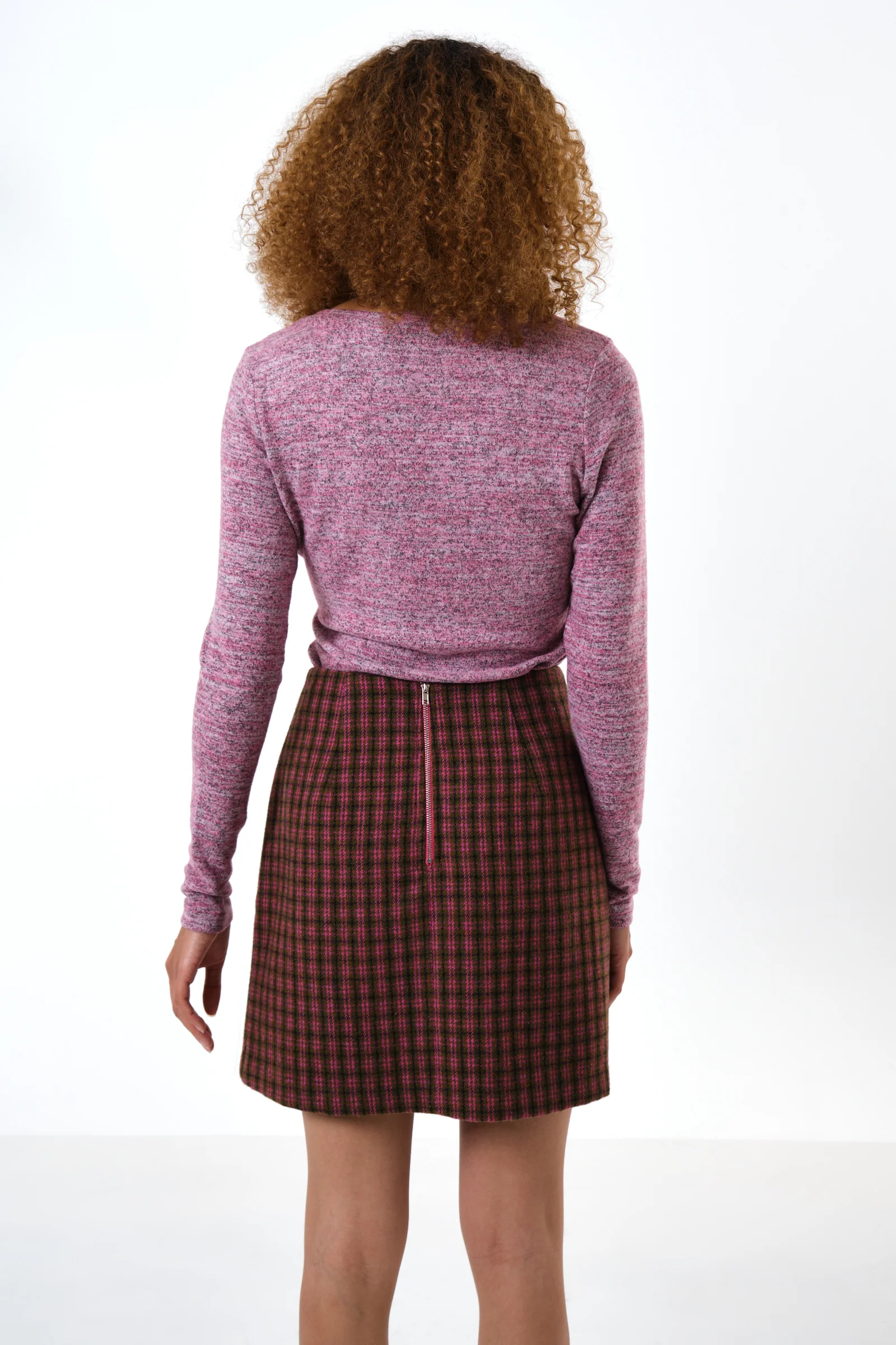 Aubin Wyoming Check A-Line Mini Skirt - Pink - Image 2