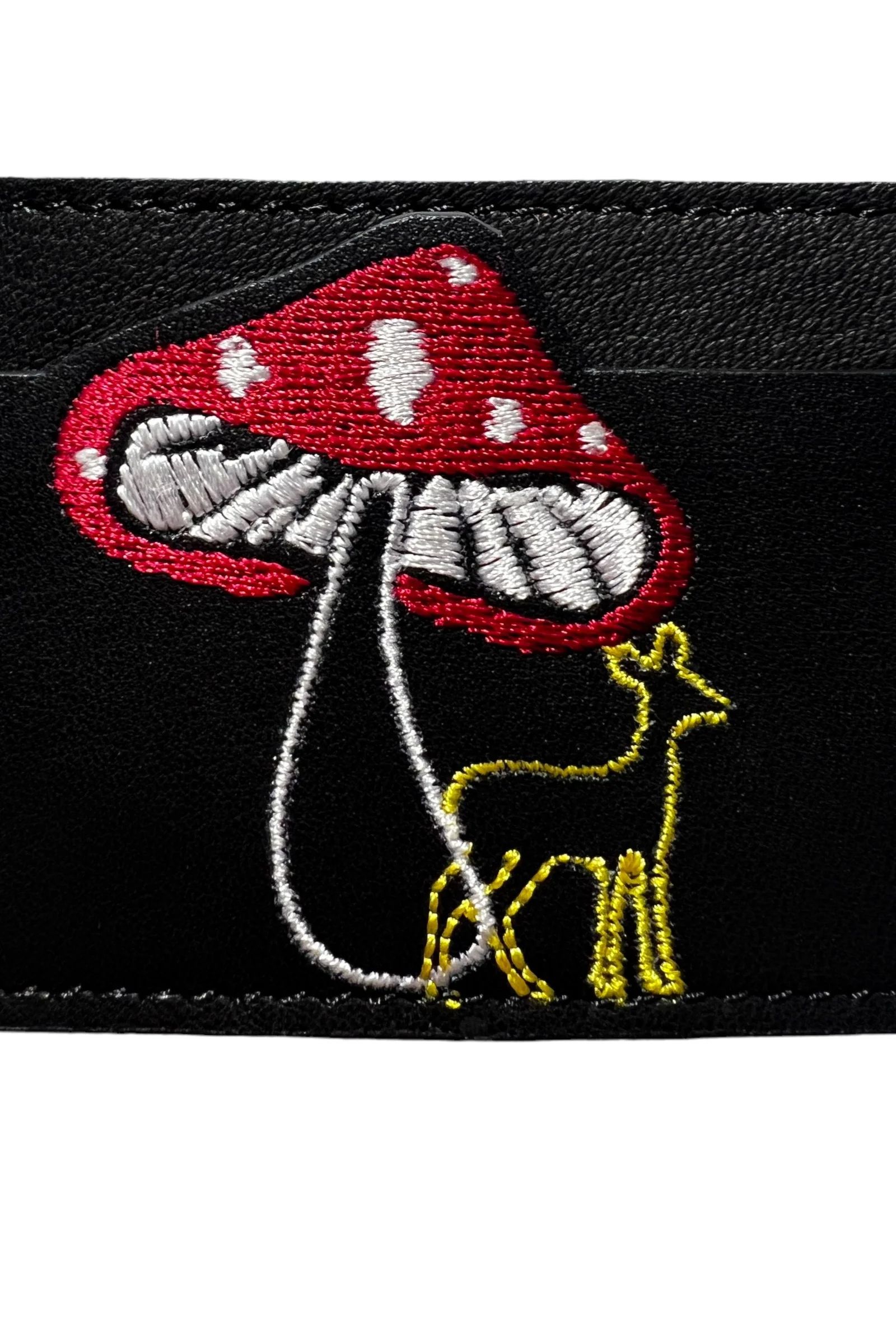 Aurelie Toadstool Embroidered Leather Card Holder - Image 2