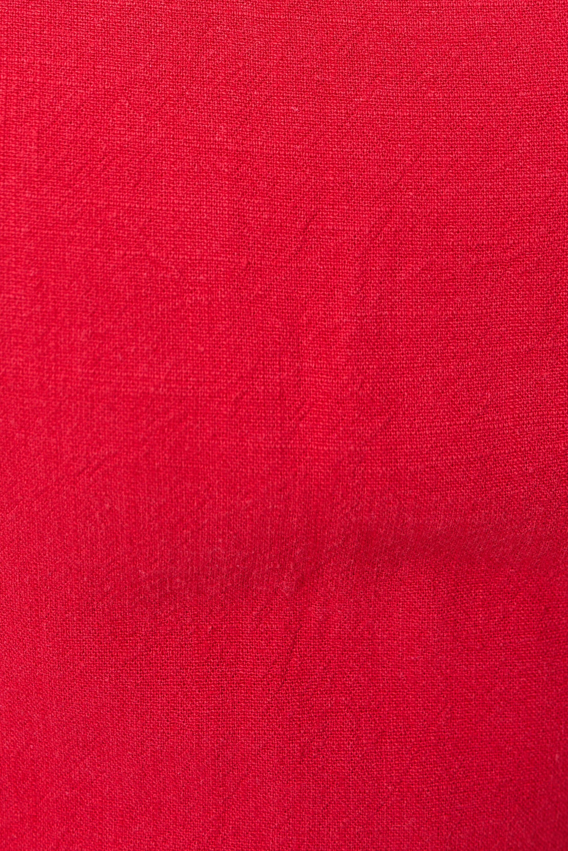 Baya Linen Mix Square Neck Midi Dress - Red - Image 9