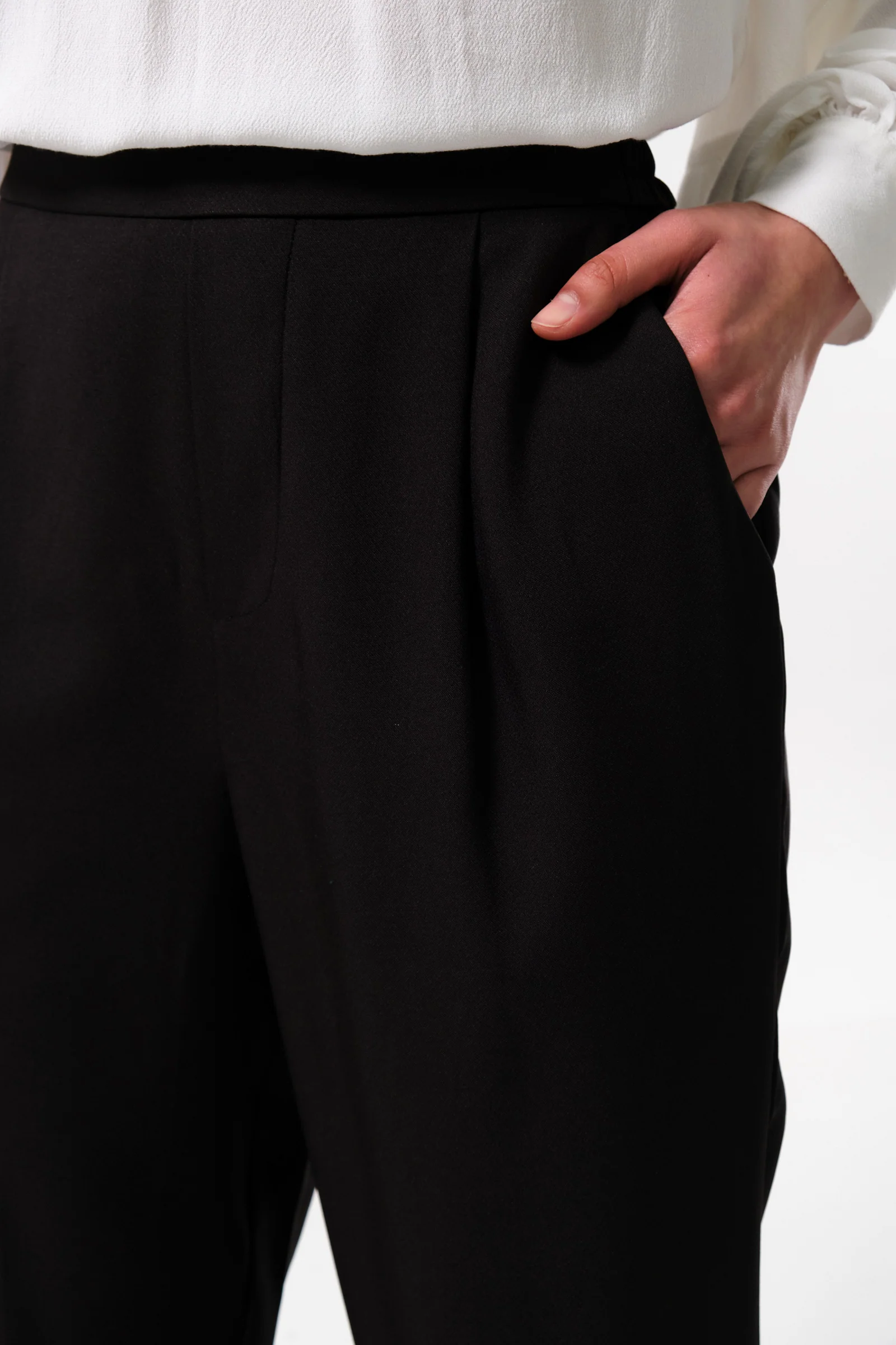 Bayeux Sustainable Satin Back Crepe Trouser - Black - Image 3