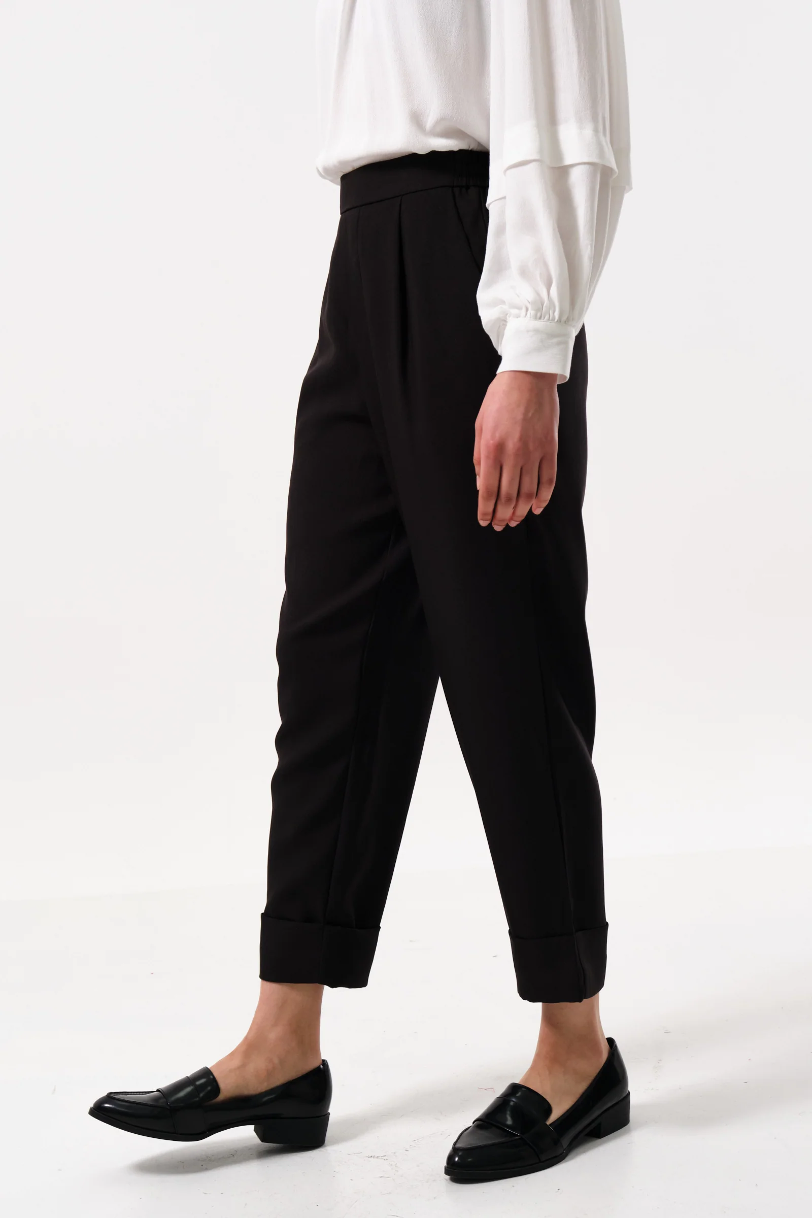 Bayeux Sustainable Satin Back Crepe Trouser - Black - Image 4