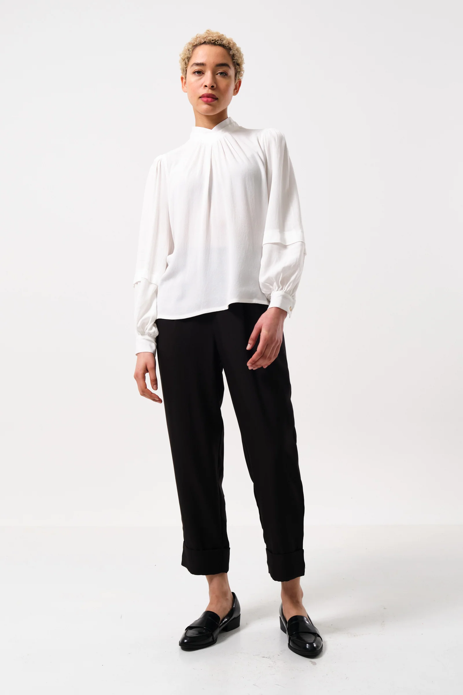 Bayeux Sustainable Satin Back Crepe Trouser - Black - Image 5