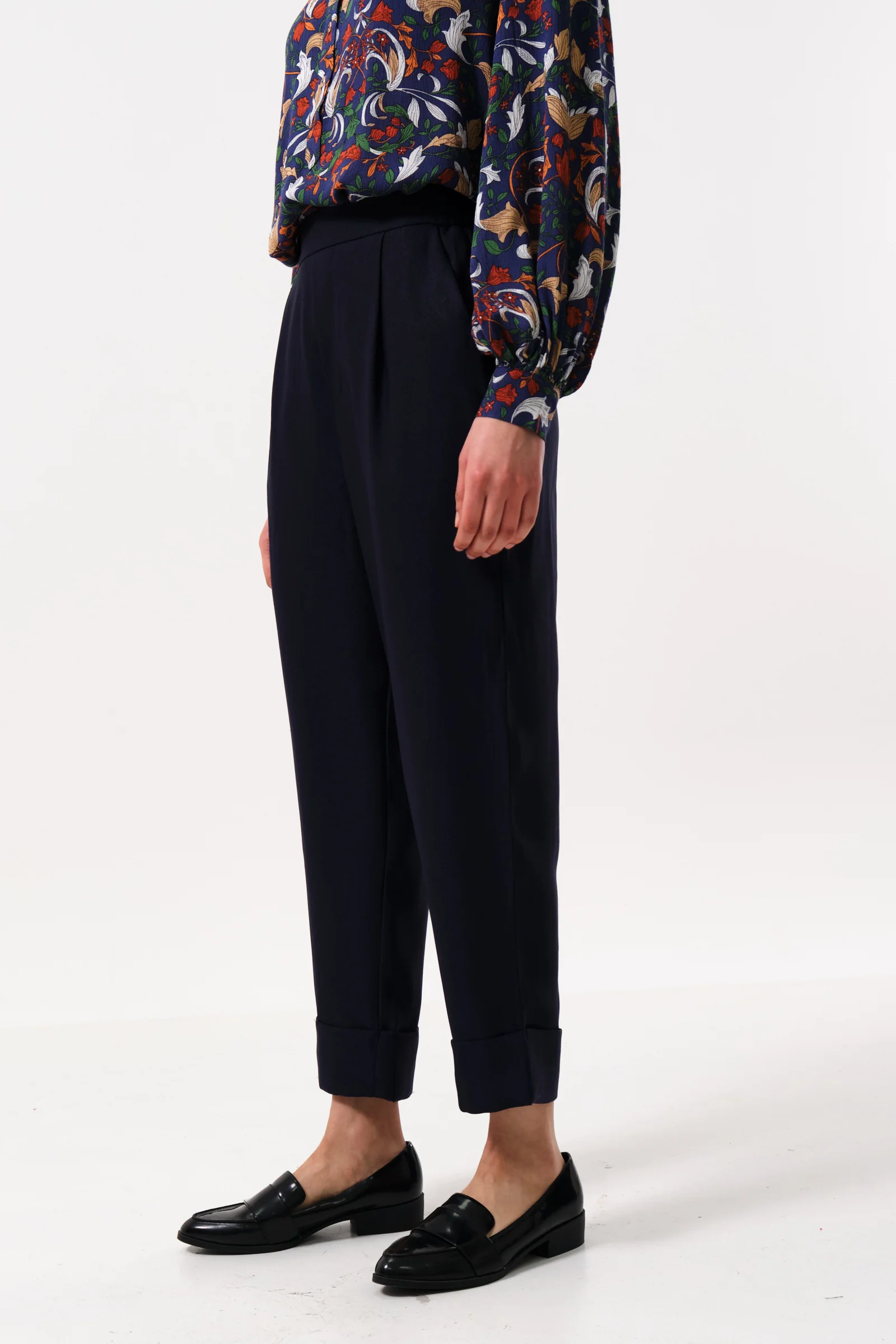 Bayeux Sustainable Satin Back Crepe Trouser - Navy - Image 5