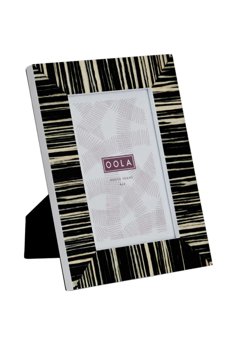 Black And Ecru Striped Photo Frame - Image 3