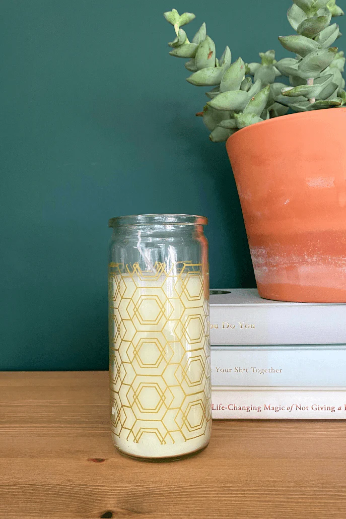 Oud And Gingerlily Geo Printed Glass Candle - Image 3