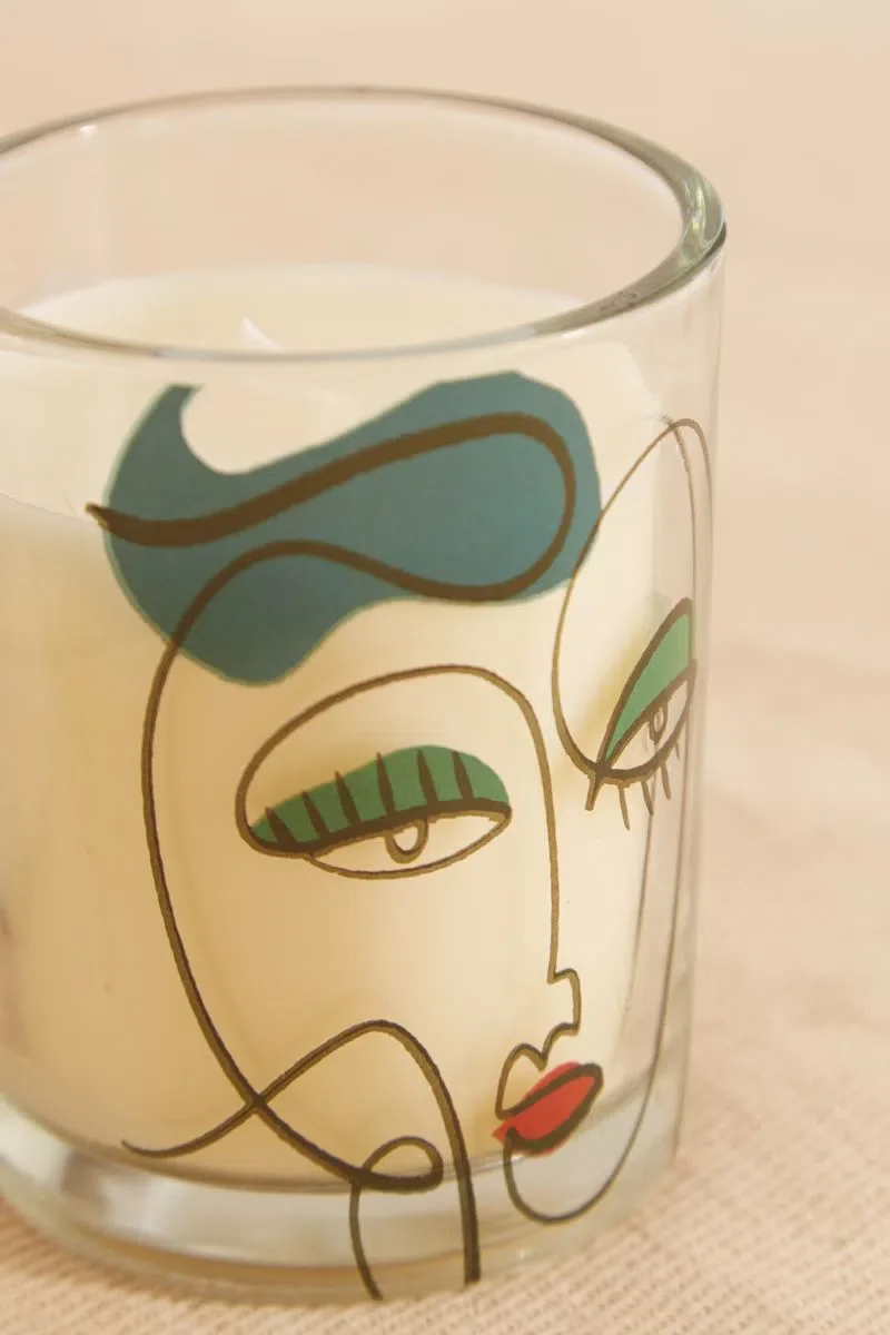 Abstract Face Design Glass Candle - Image 3