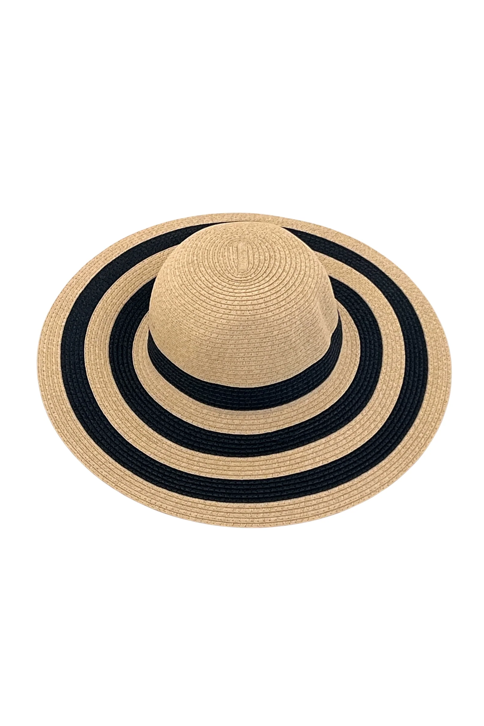 Cailin Natural and Navy Striped Straw Hat - Image 2