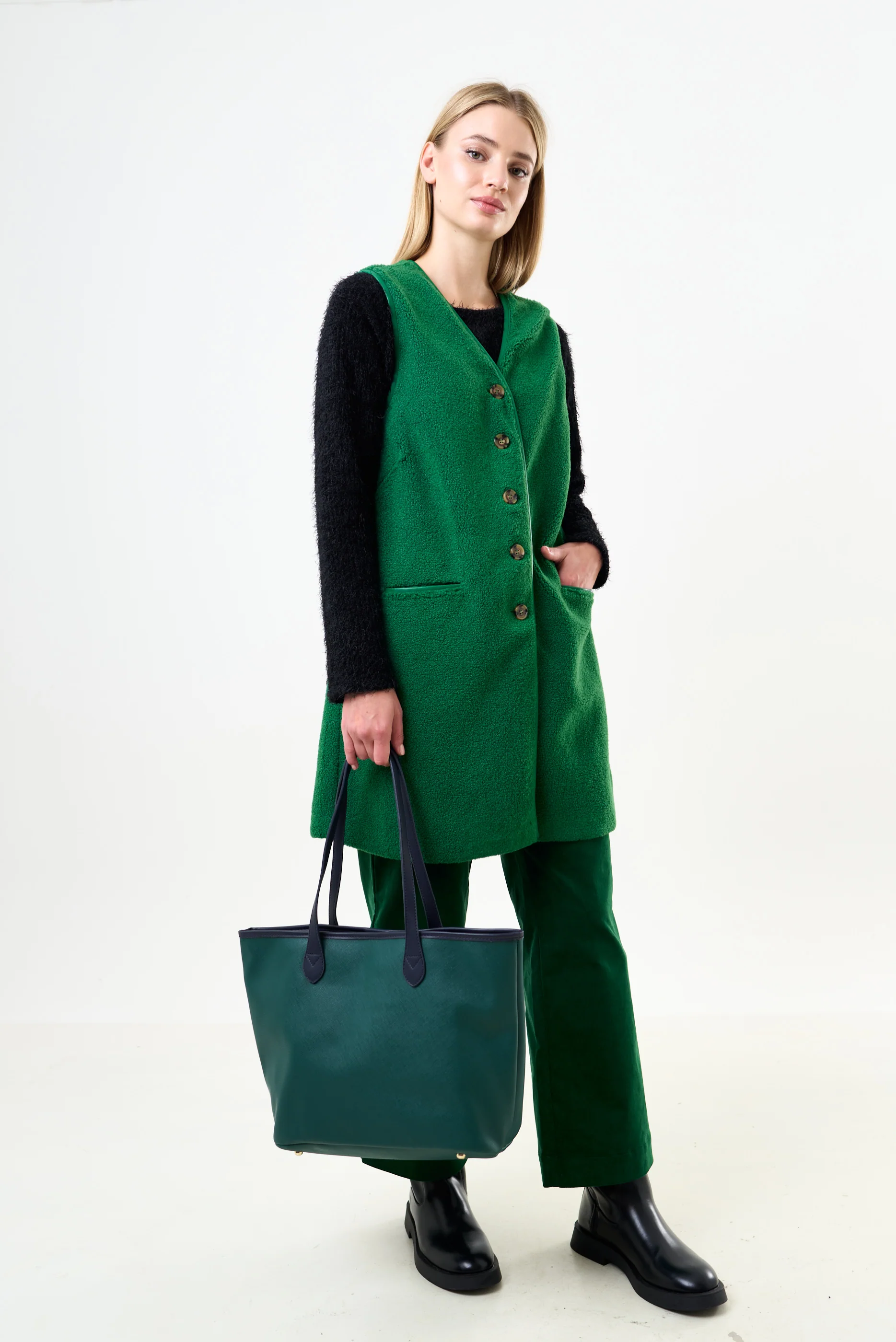 Cathel Borg Longline Waistcoat - Green - Image 6