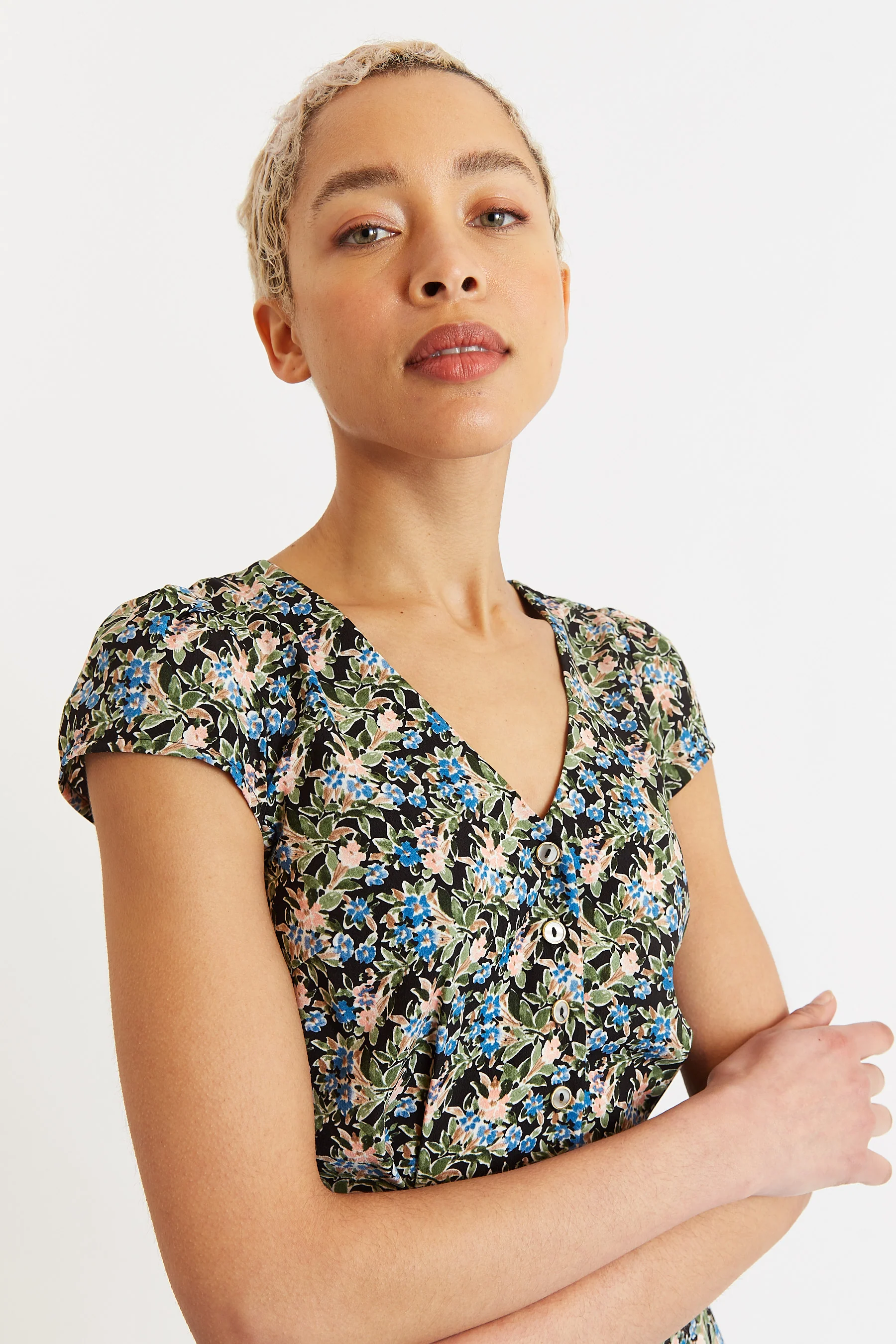 Cathleen Midi Watercolour Floral Tea Dress - Image 3