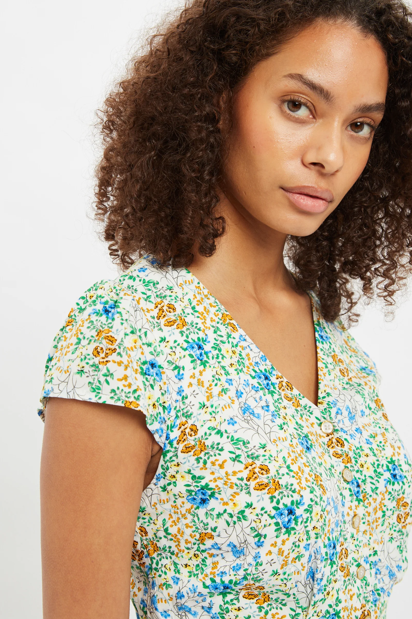 Louche Cathleen Flower Show Printed Mini Tea Dress - Image 3