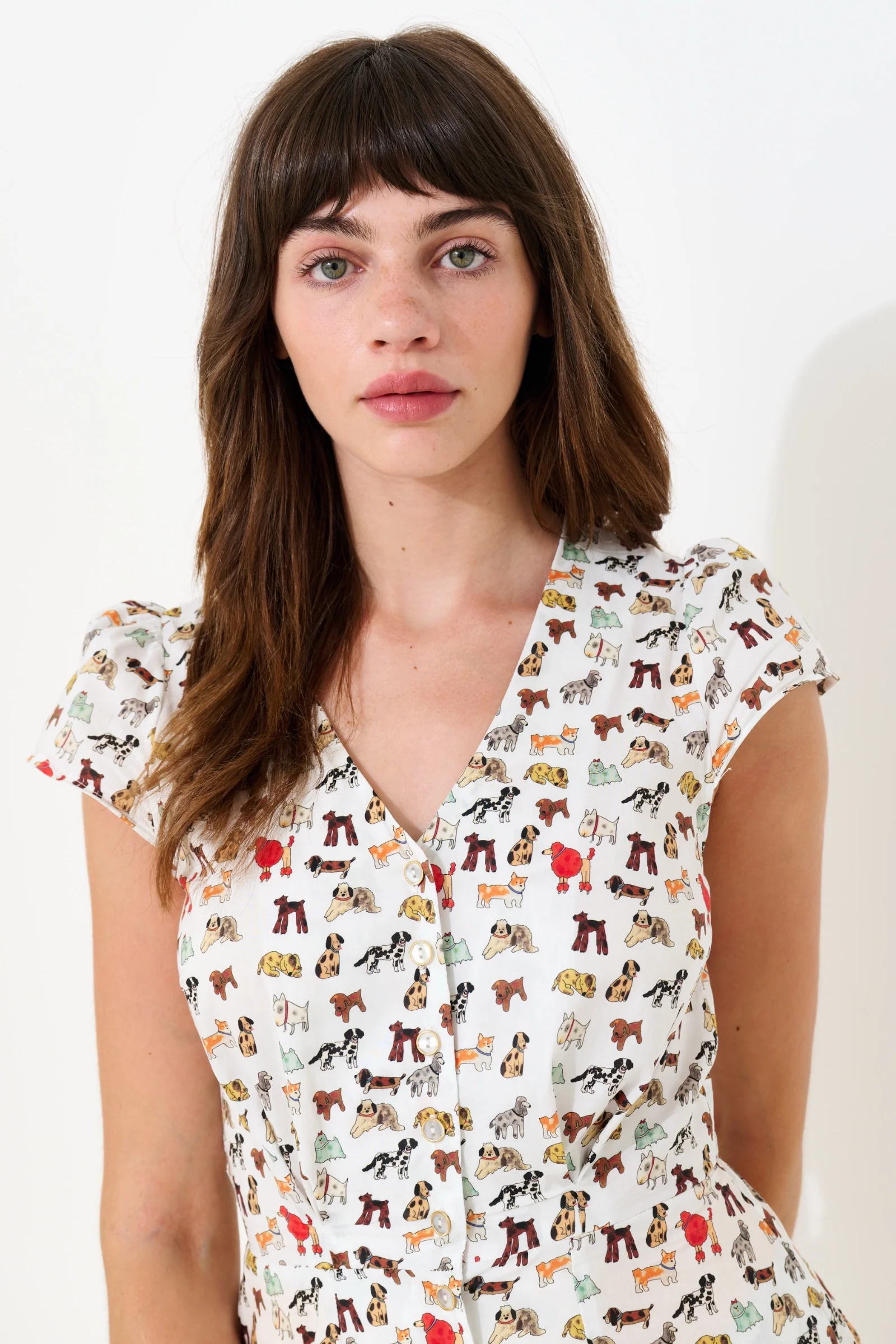 Cathy Dogs Day Print Midi Tea Dress - Multi - Image 4