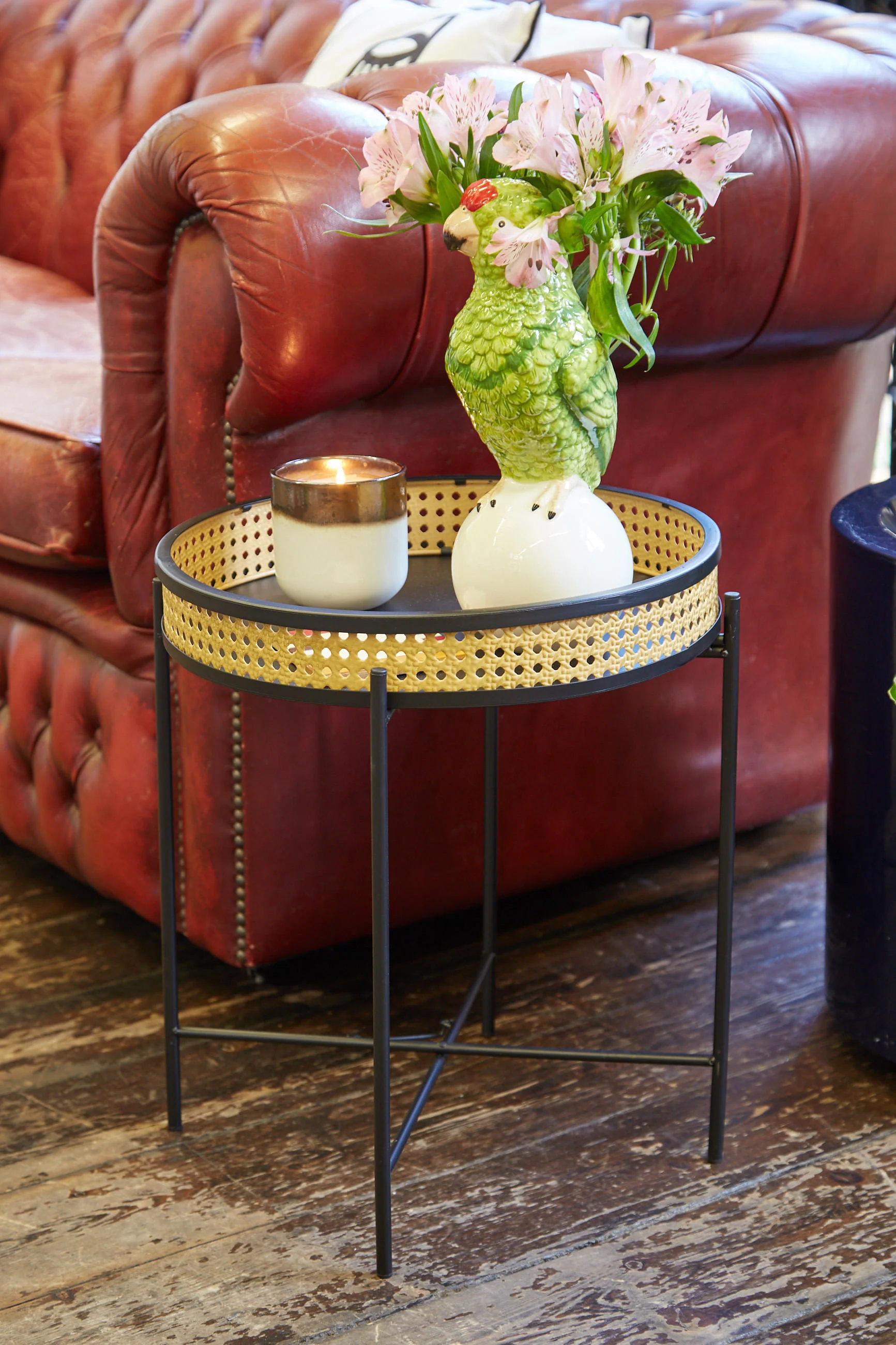 Circular Woven Cane Effect Table - Image 3