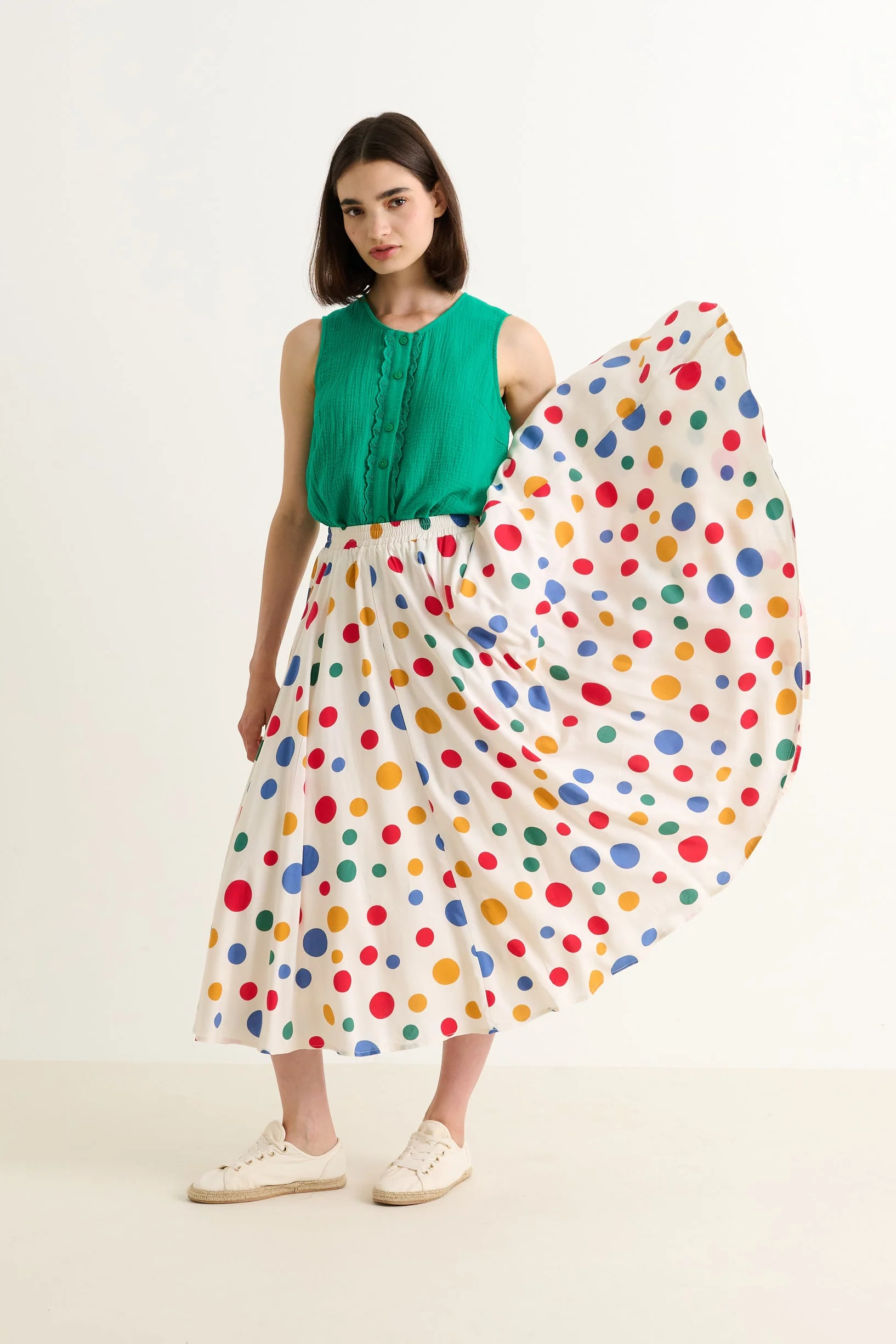 Agatha Dotty Print Circle Midaxi Skirt - Image 5