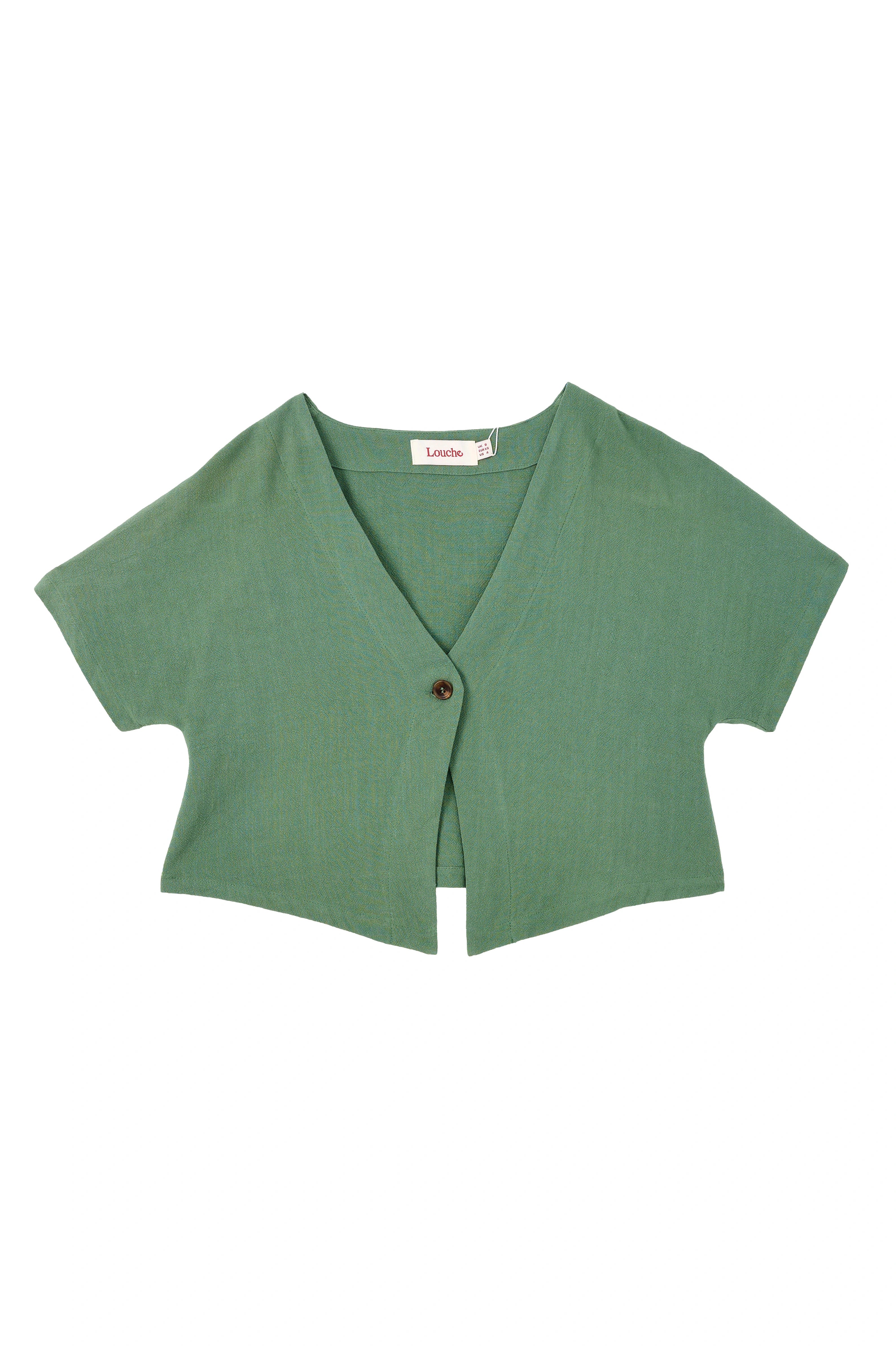 Cloe Linen Mix Waistcoat Top - Green - Image 5