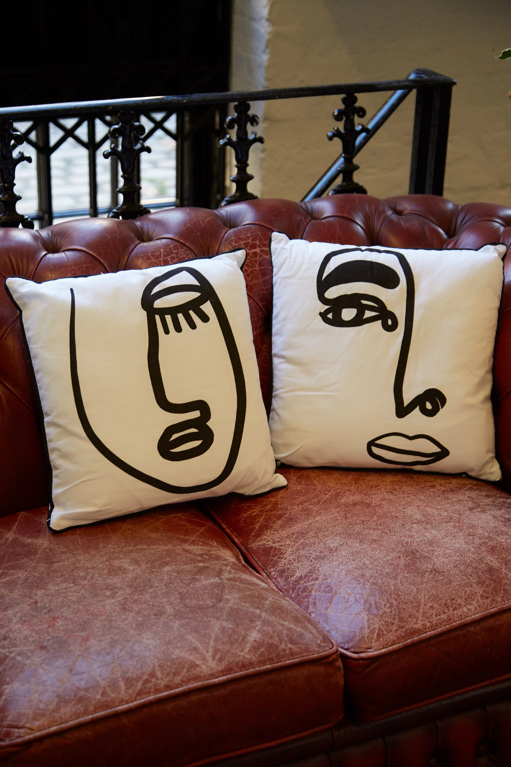 Closed Eye Face Print Cushion - Image 2