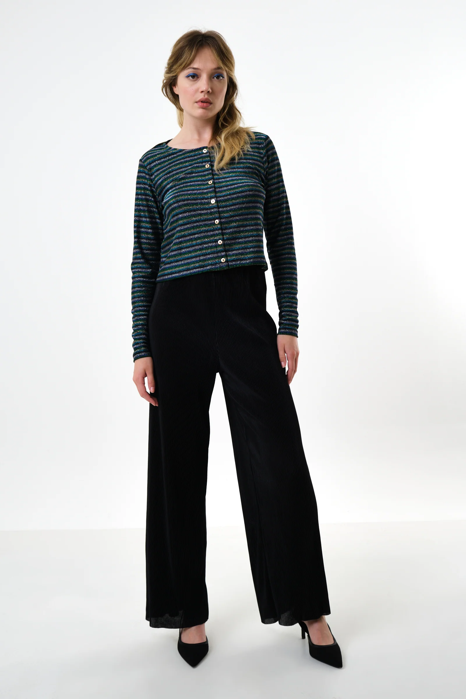 Clothide Pleated Wide Leg Trousers - Black - Image 4