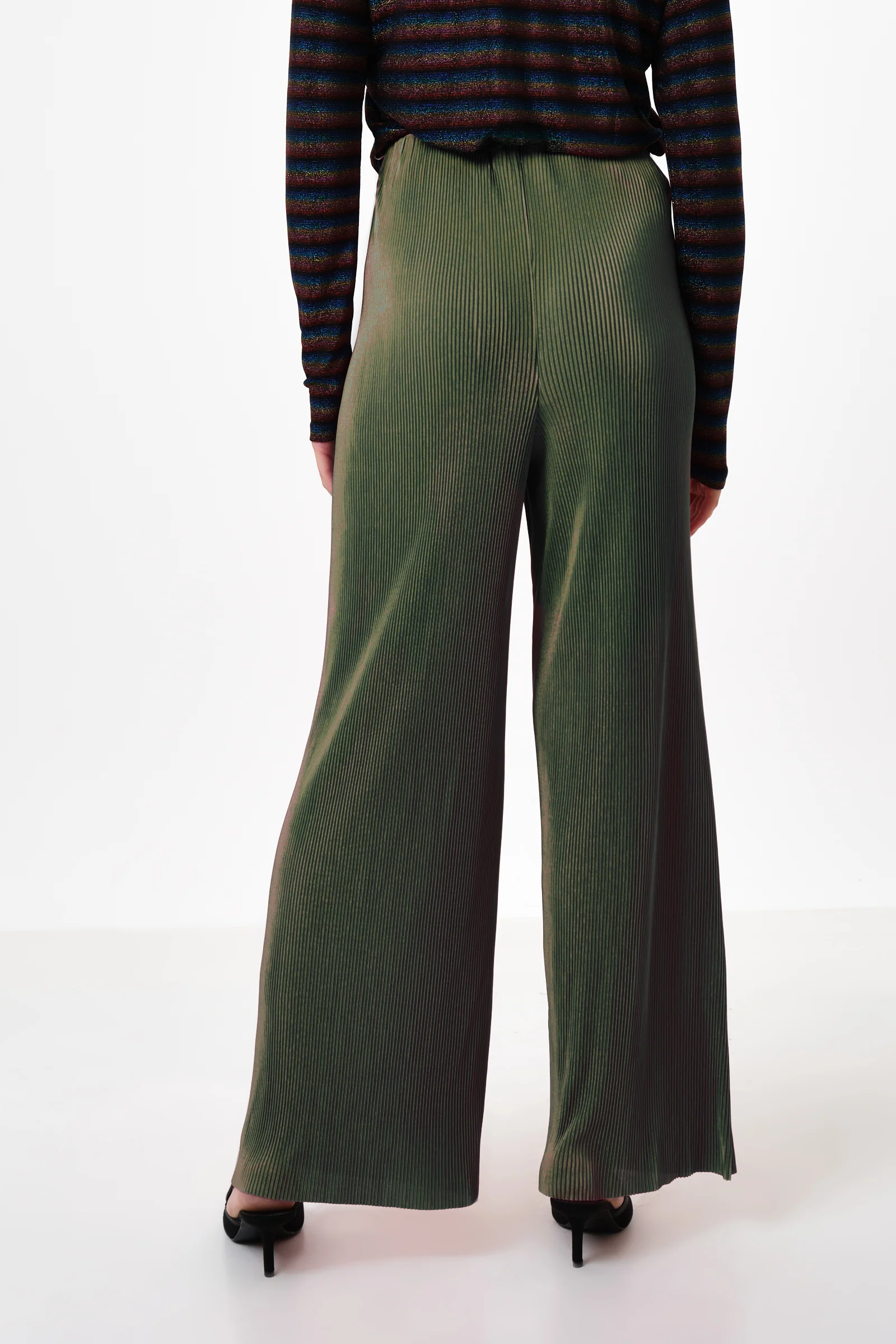 Clothide Pleated Wide Leg Trousers - Sage - Image 2