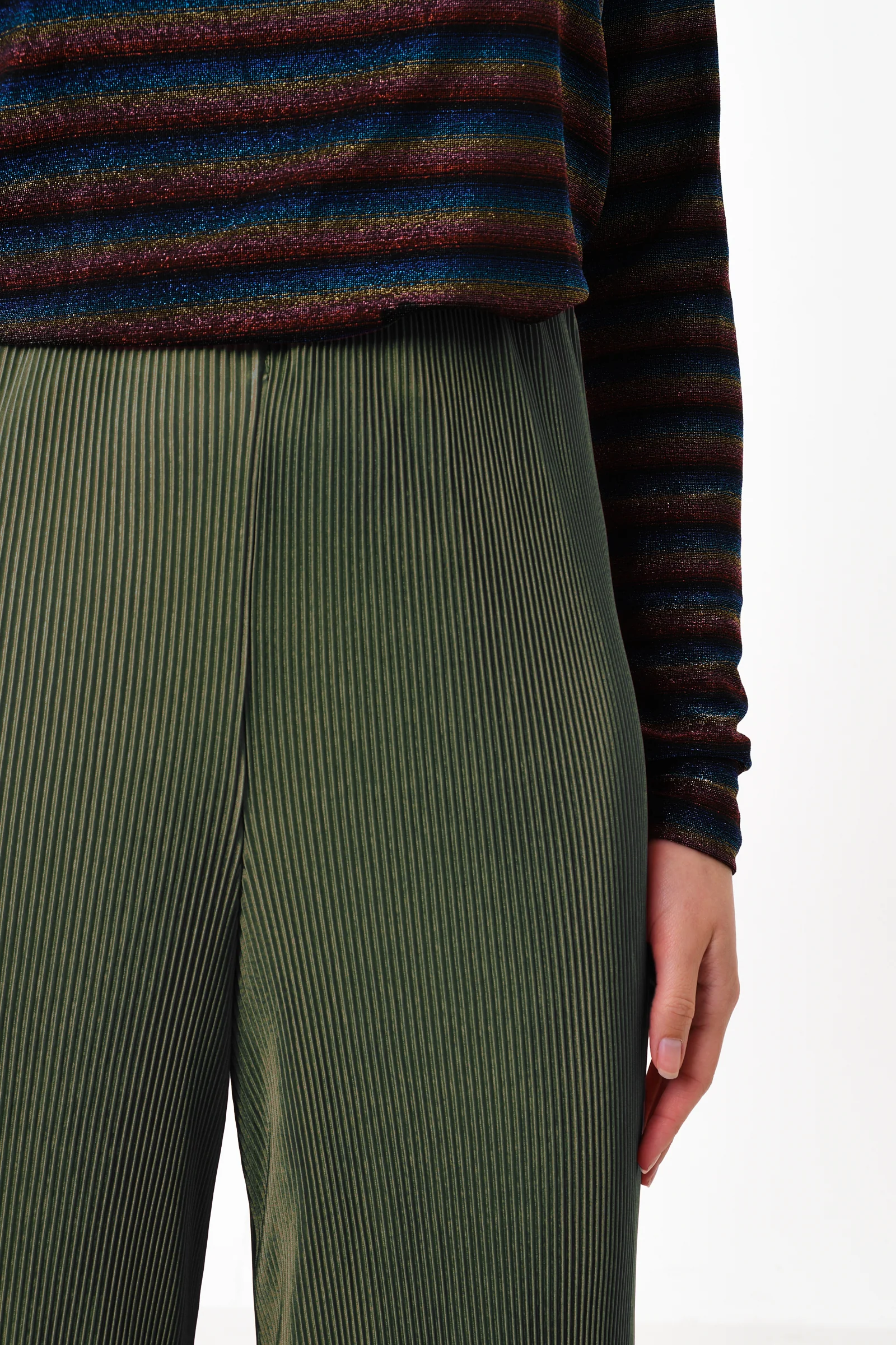 Clothide Pleated Wide Leg Trousers - Sage - Image 4