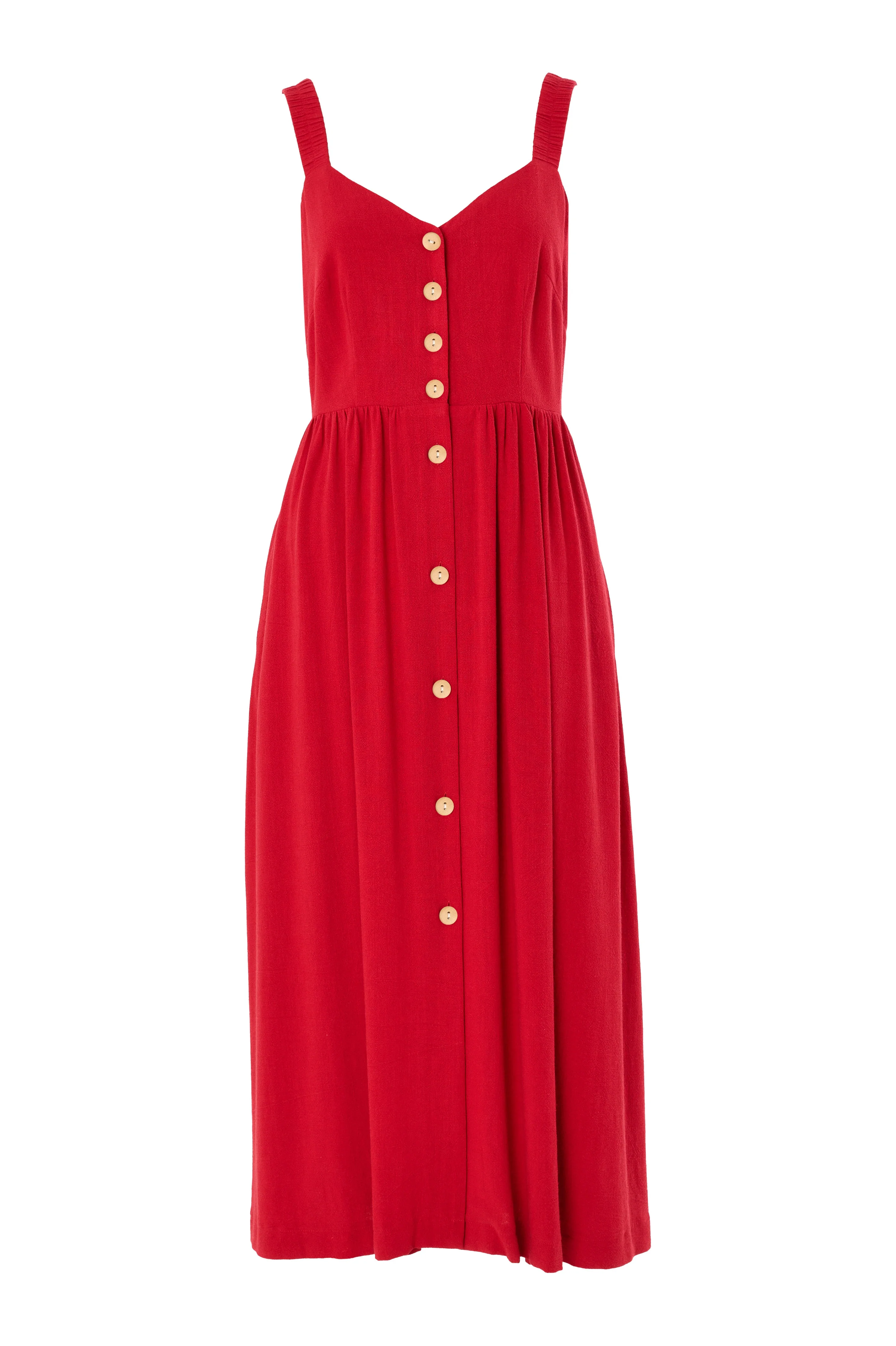 Clover Linen Mix Midi Sundress - Red - Image 5