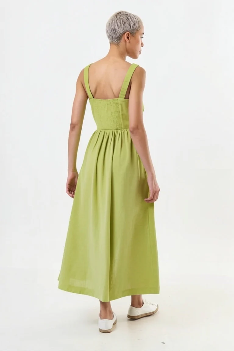 Clover Linen Mix Sundress - Avocado - Image 2