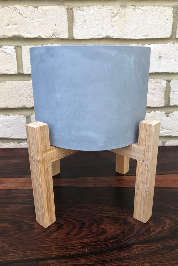 Concrete Planter On Wooden Stand 19X17cm - Image 3