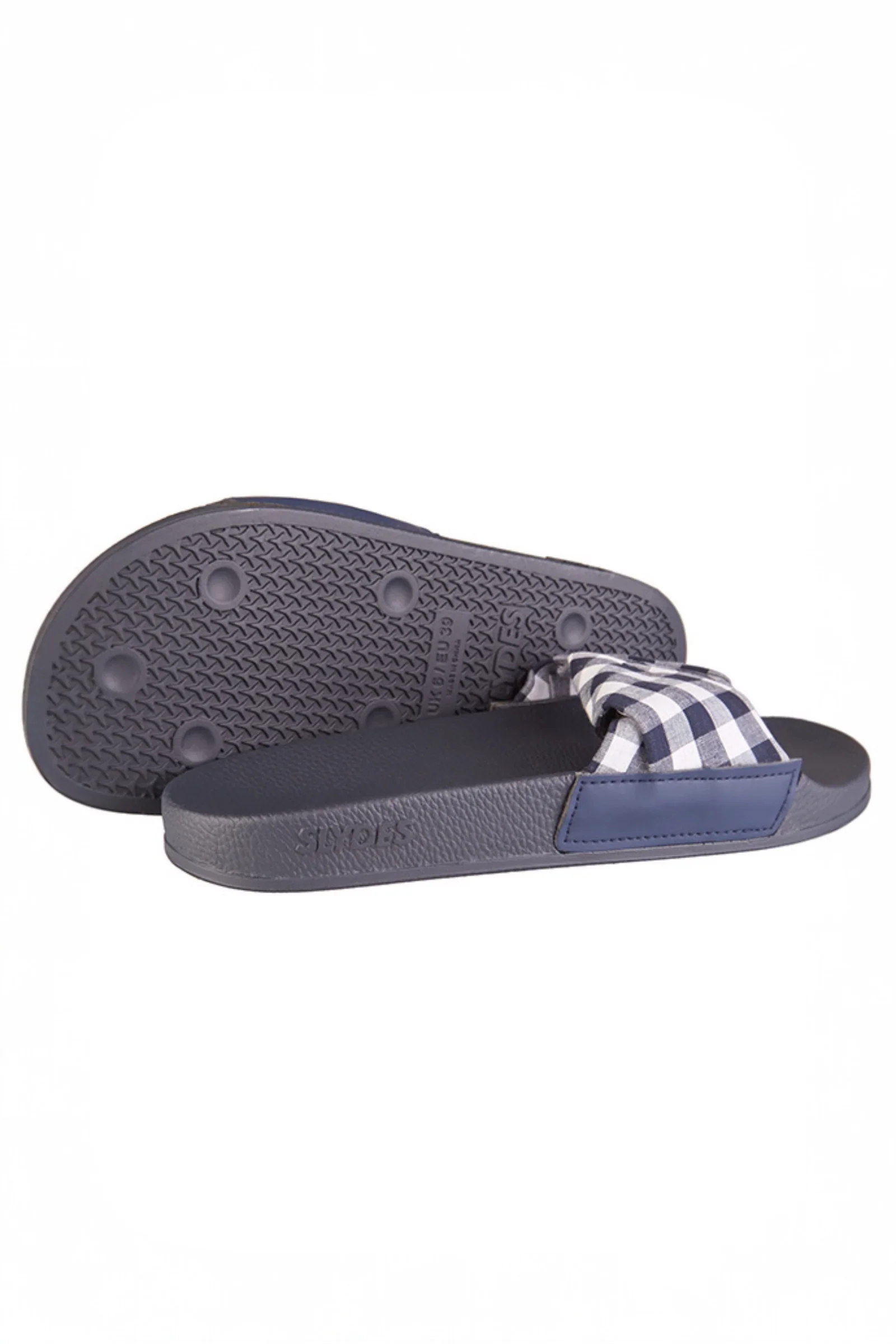 Dessa Navy And White Gingham Slide - Image 4