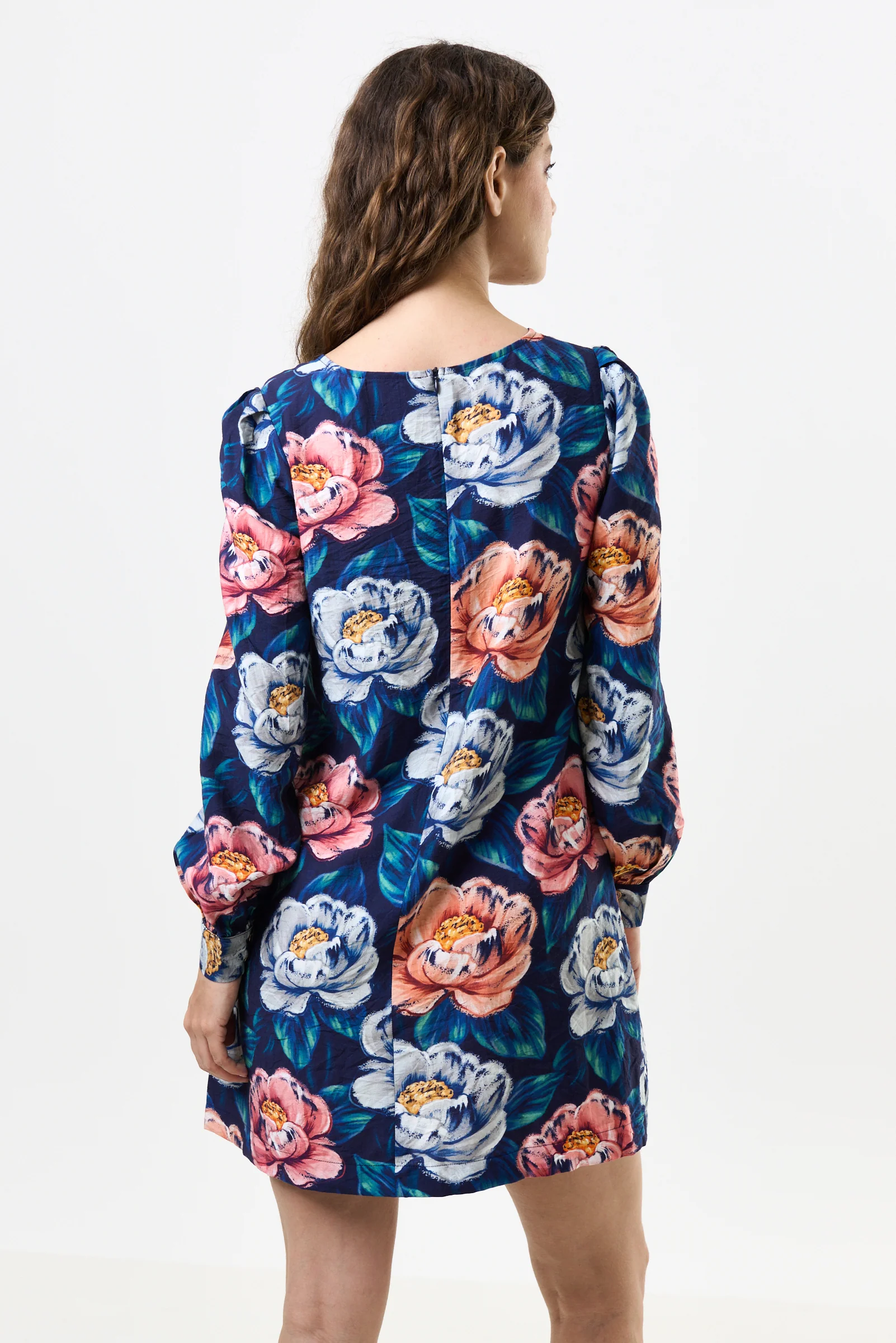 Didee Peonies Long Sleeve A-line Mini Dress - Navy - Image 2