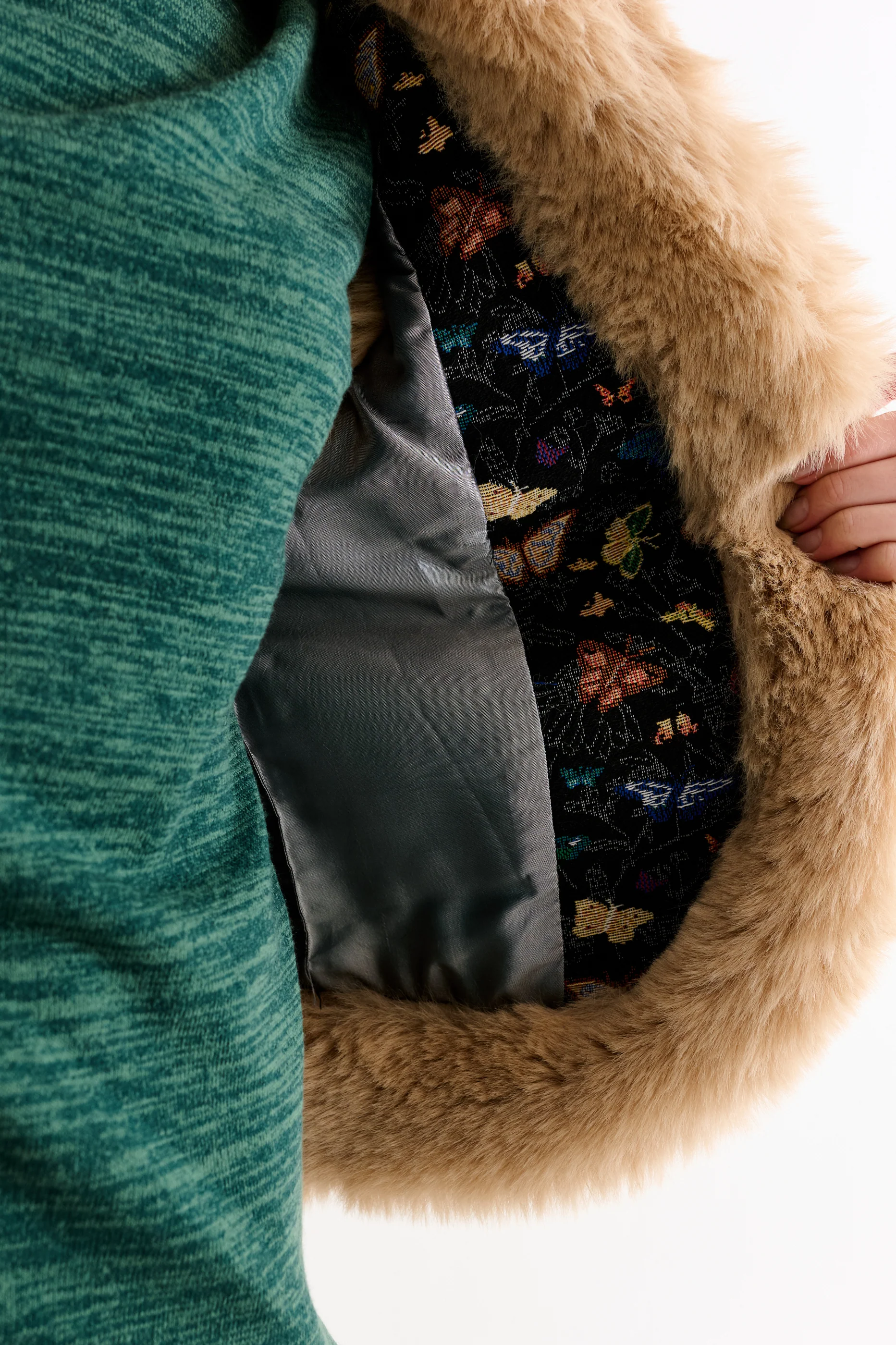 Dominica Butterfly Ball Jacquard Faux Fur Trimmed Waistcoat - Image 6