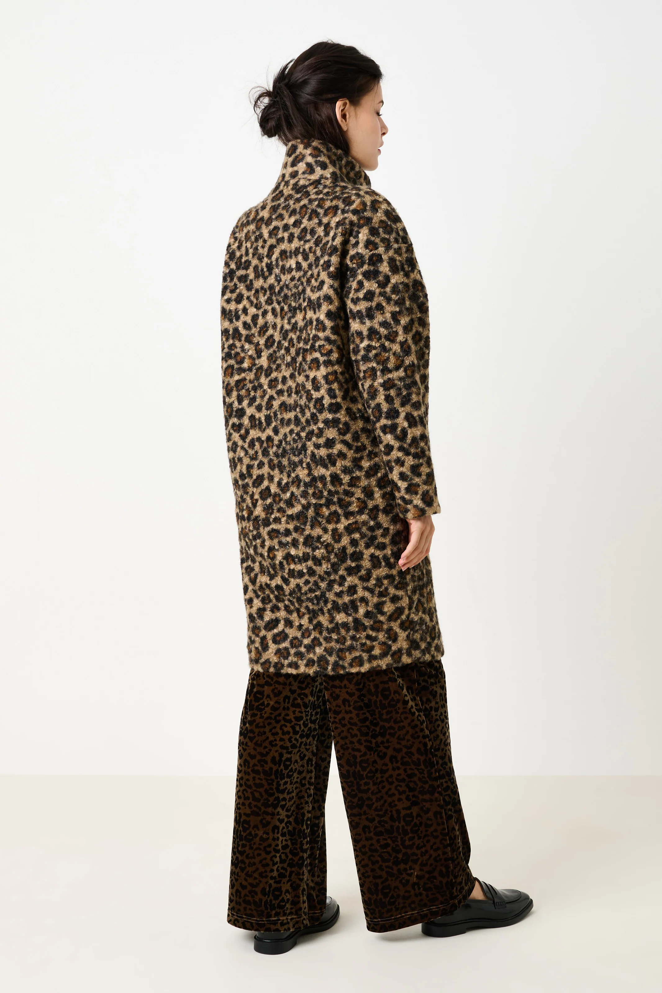 Donalda Animal Funnel Neck Coat - Taupe - Image 2
