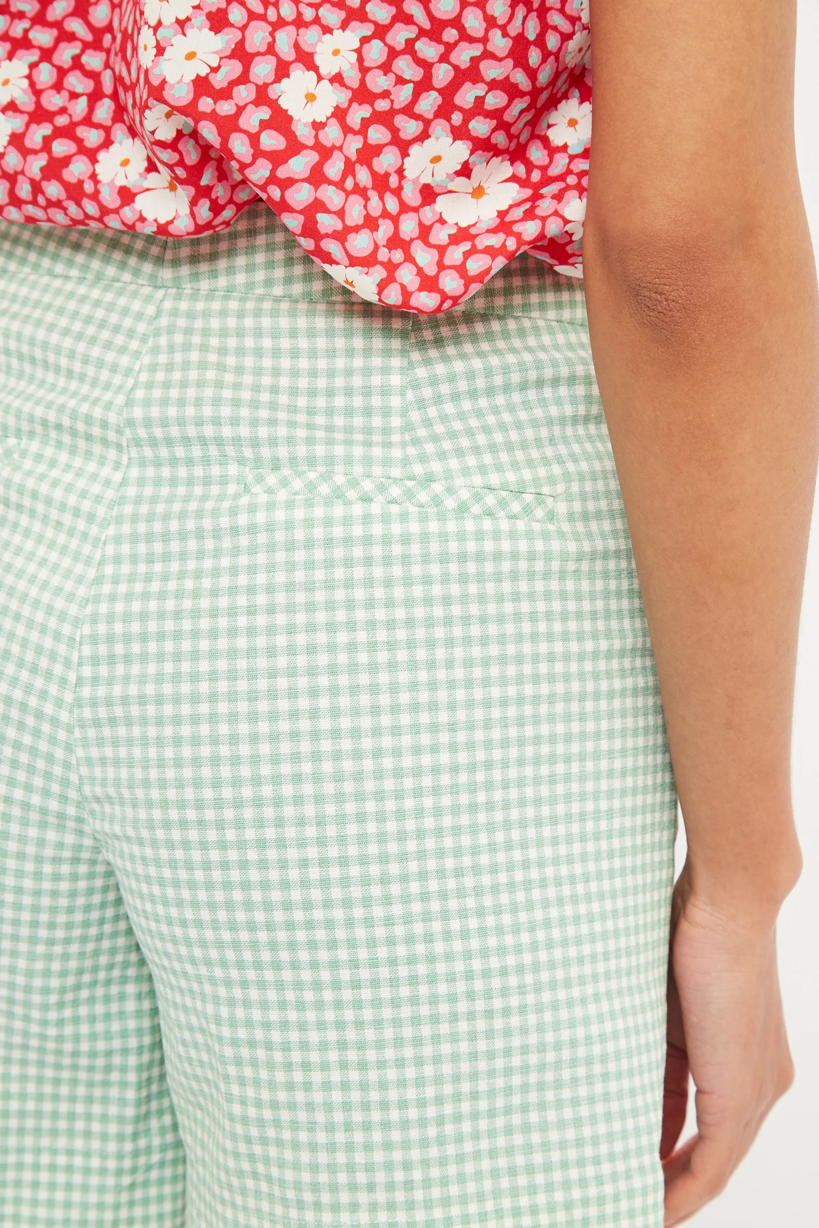 Louche Dora Summer Gingham Shorts In Mint - Image 6