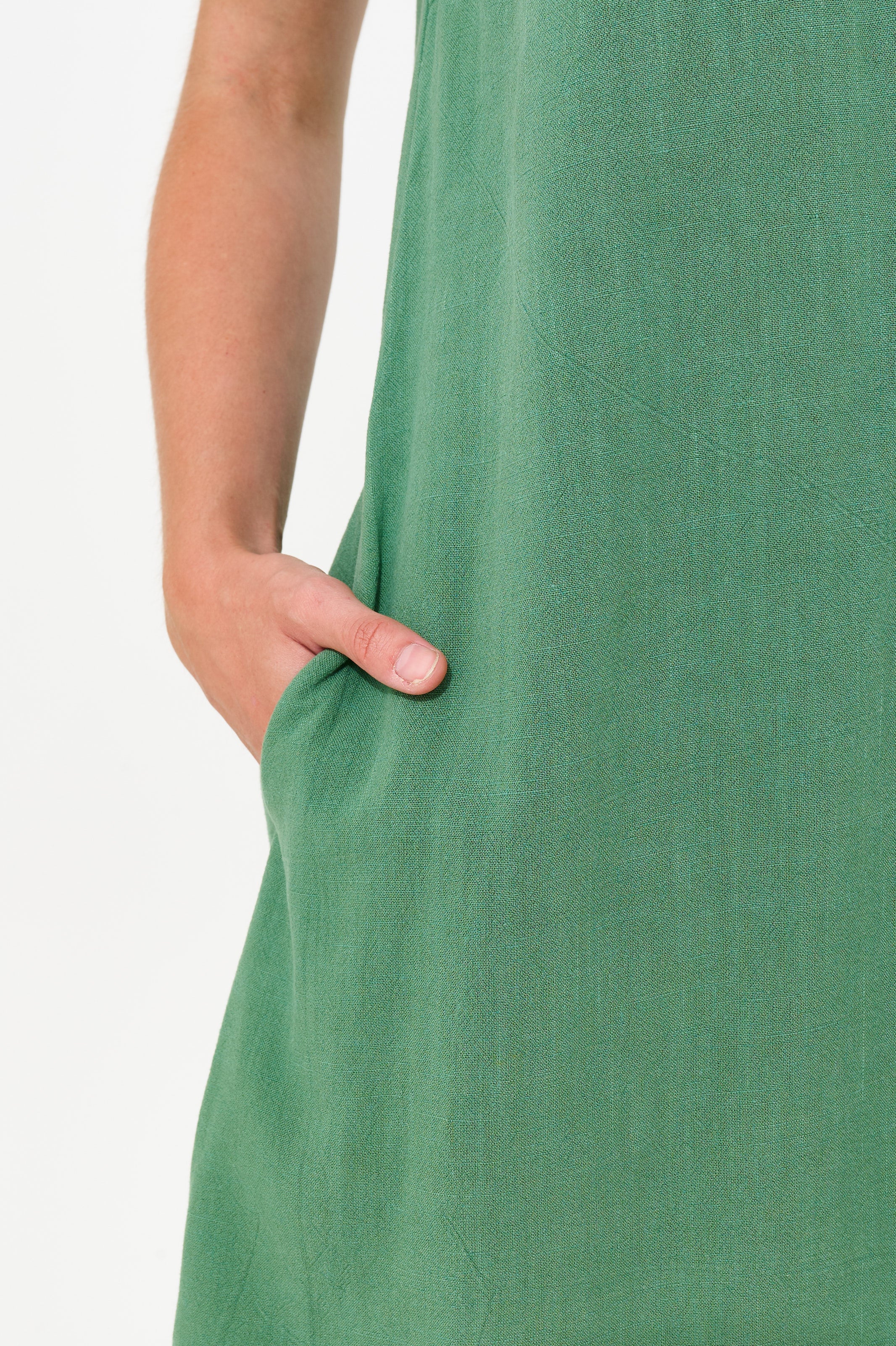 Dot Blanket Stitch A-Line Mini Dress - Green - Image 4