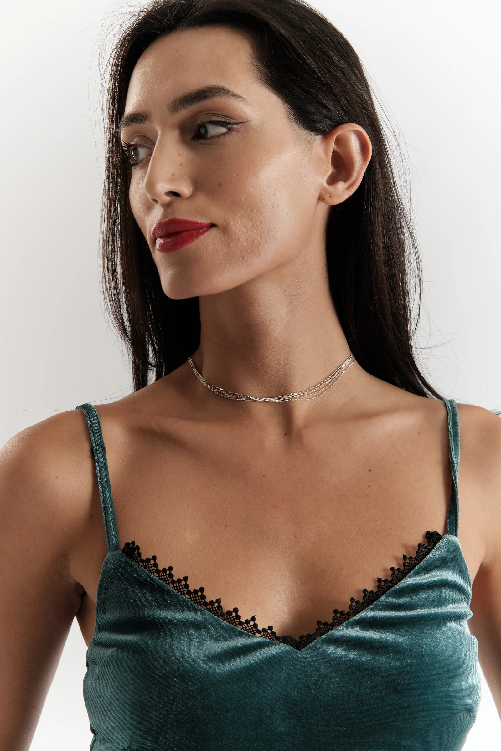 Drake Velvet Camisole in Teal - Image 3