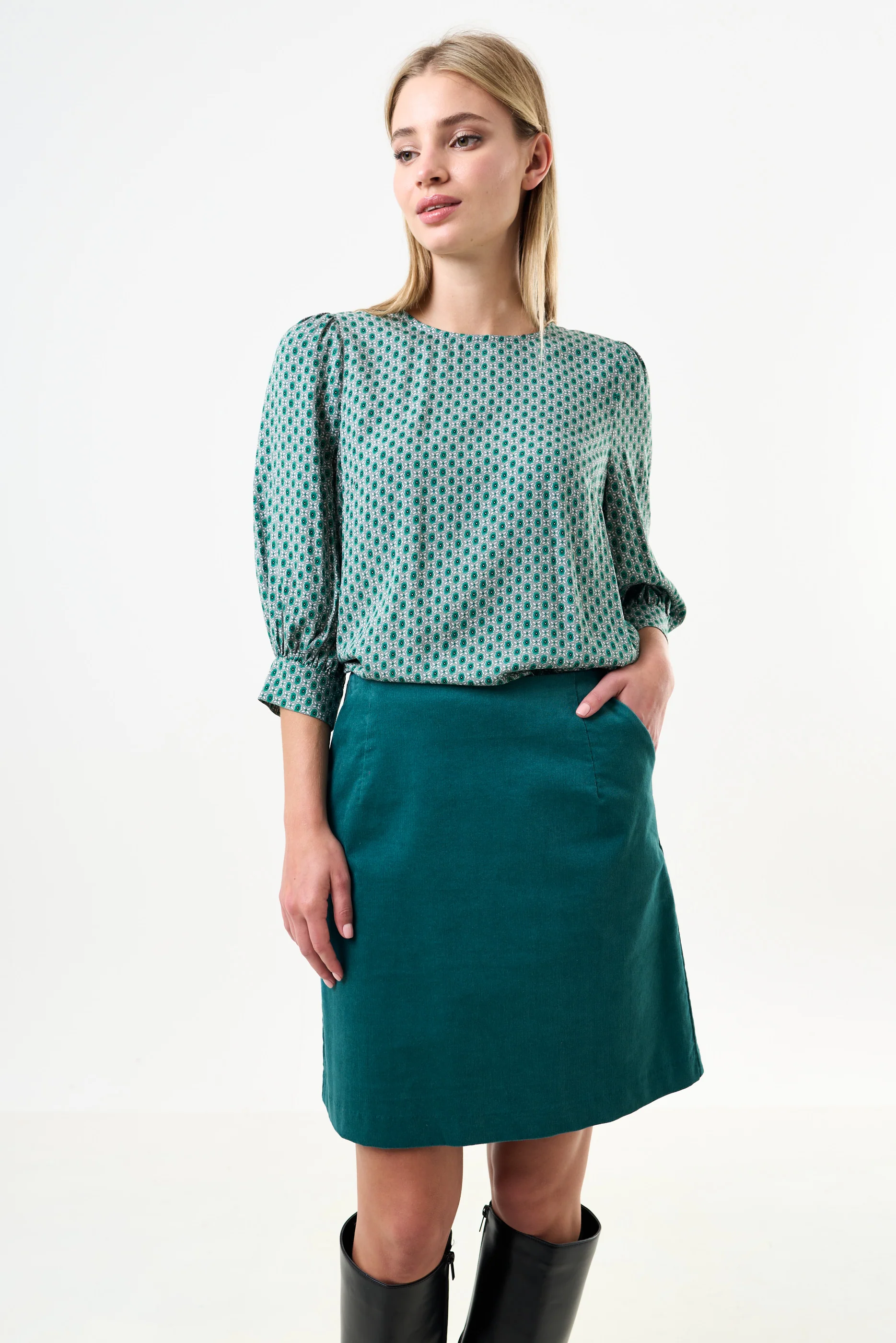 Dylan Babycord Mini Skirt - Petrol - Image 3