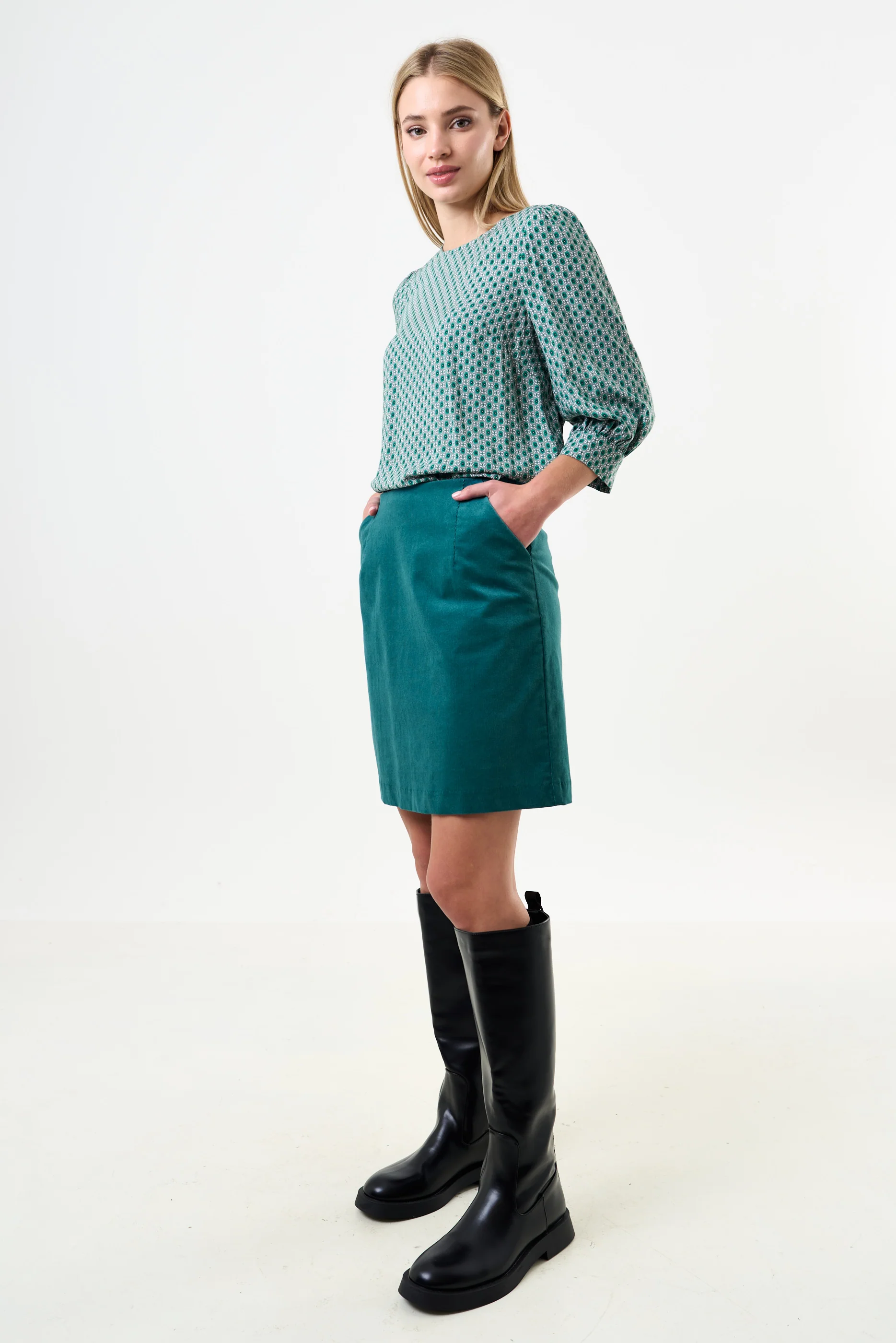 Dylan Babycord Mini Skirt - Petrol - Image 4