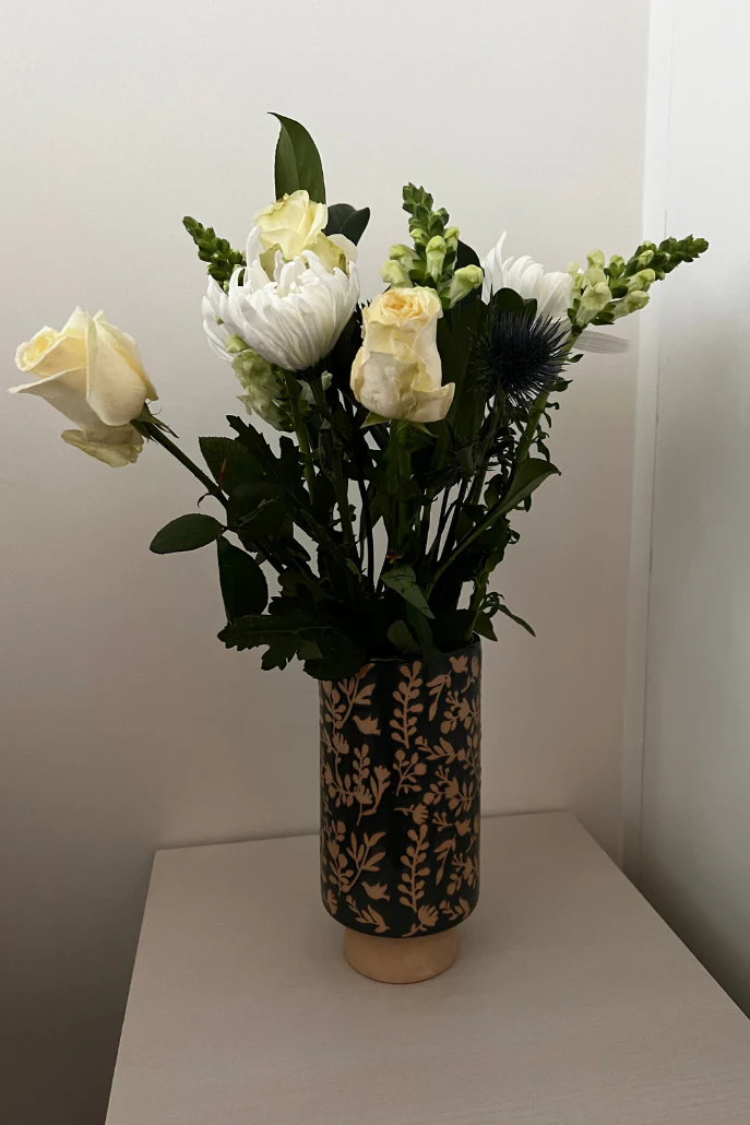 Large Flower Embossed Vase
