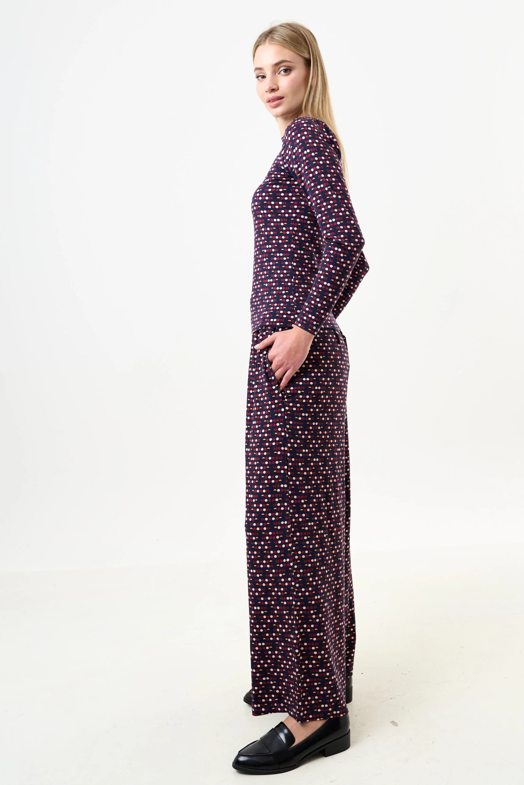 Foster Retro Dots Print Jersey Trouser - Image 2